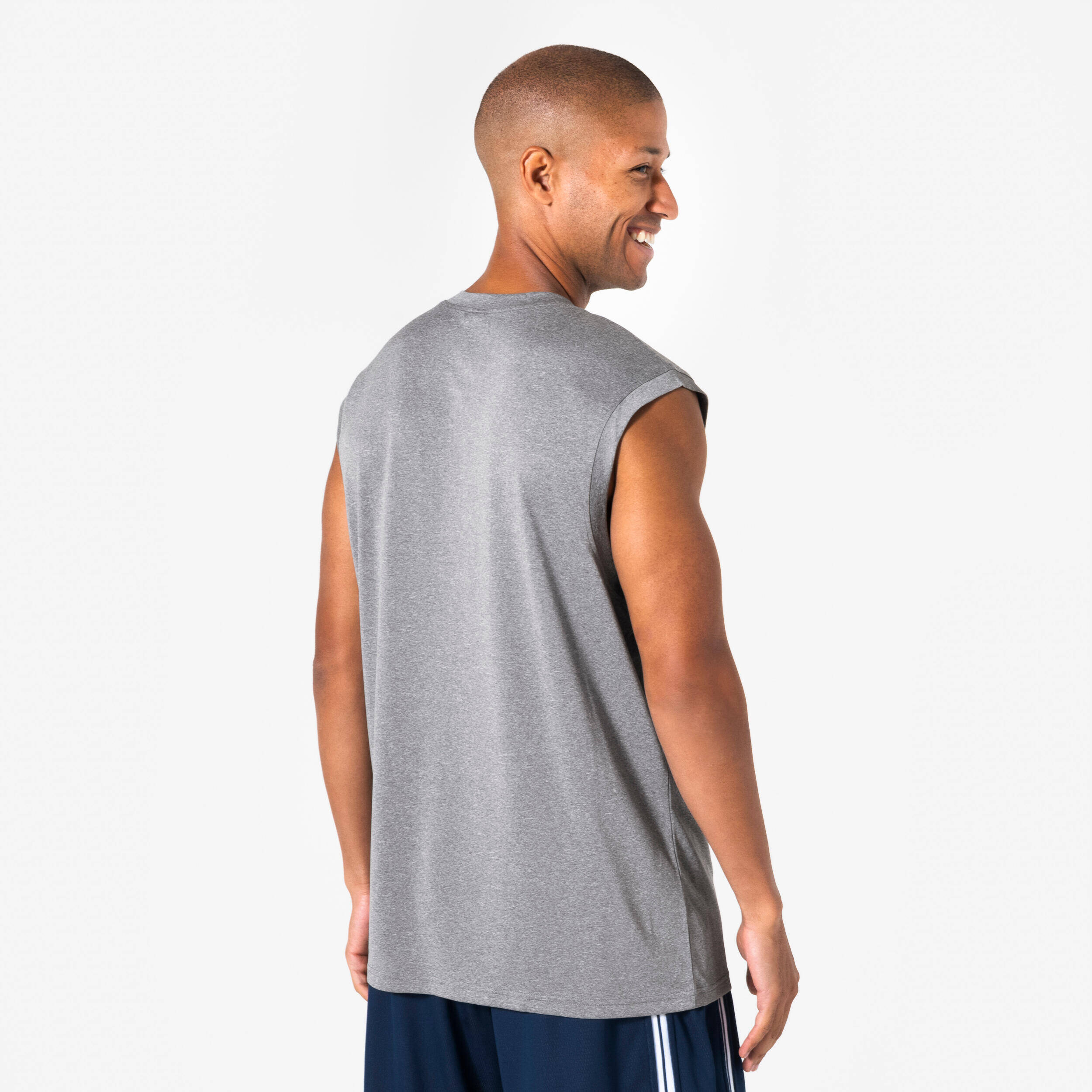 Men's/Women's Sleeveless Basketball Shirt Fast 500 - Grey -  3