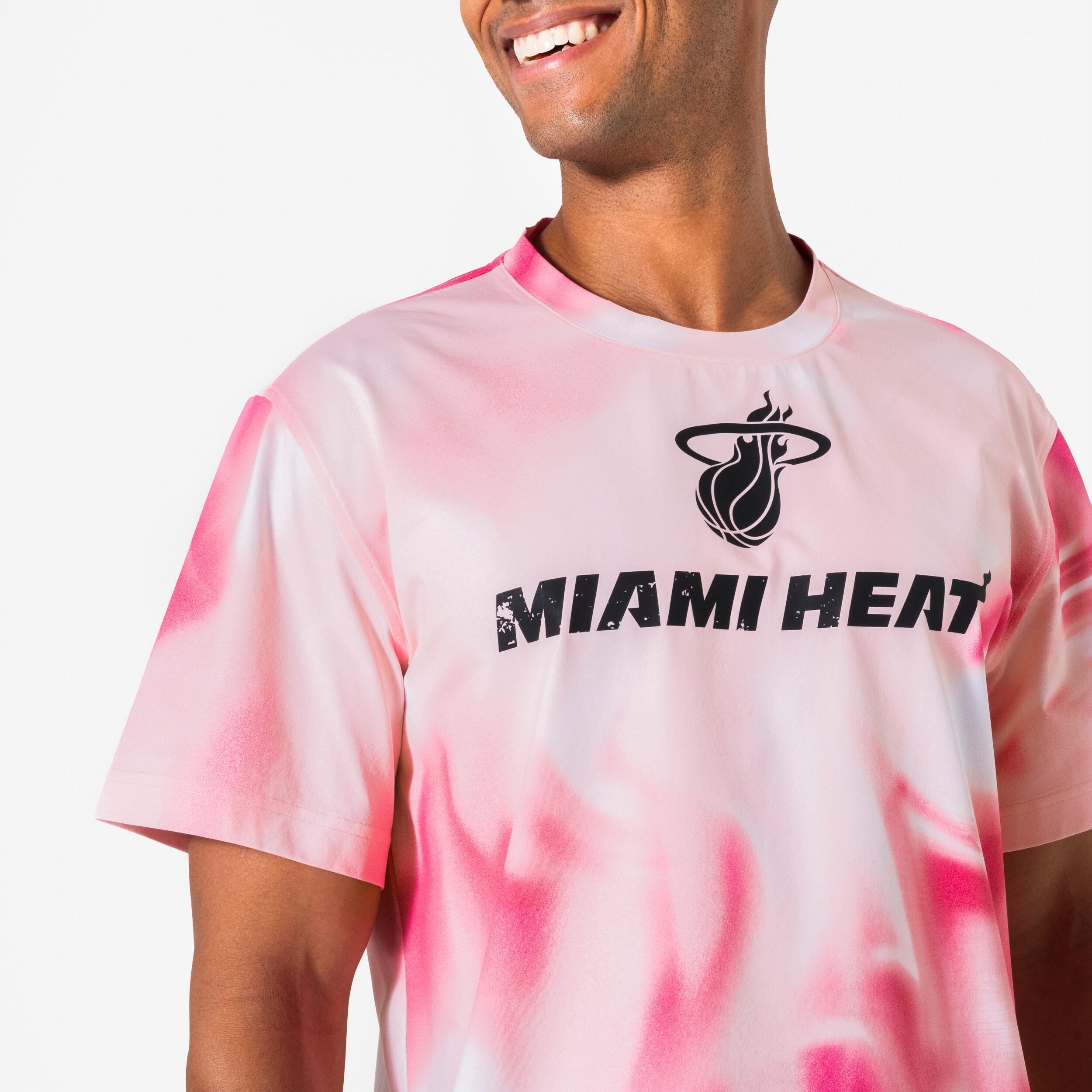 Camisola de Manga Curta de Basquetebol Homem/Mulher 900 NBA Miami Rosa 2/6
