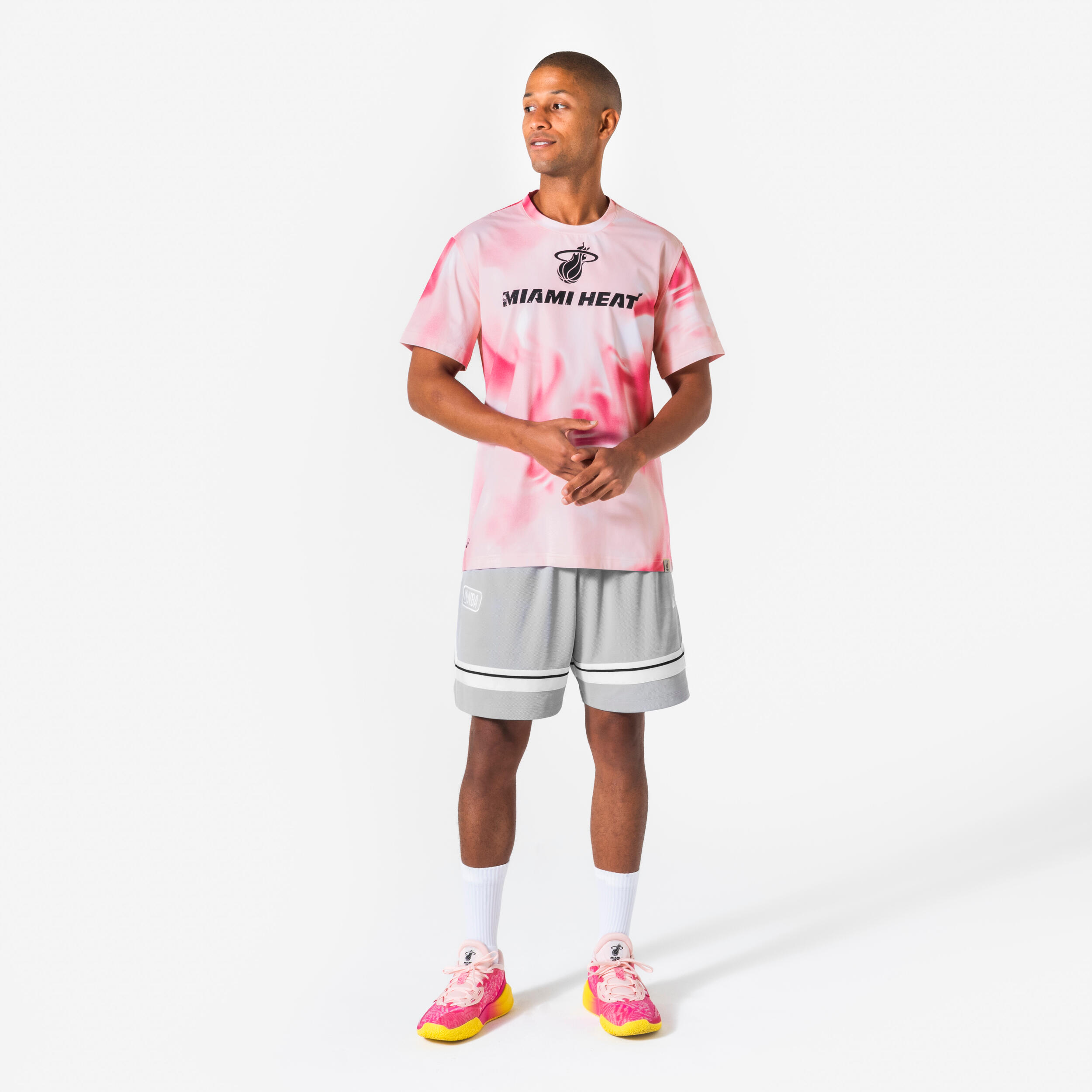 Camisola de Manga Curta de Basquetebol Homem/Mulher 900 NBA Miami Rosa 6/6
