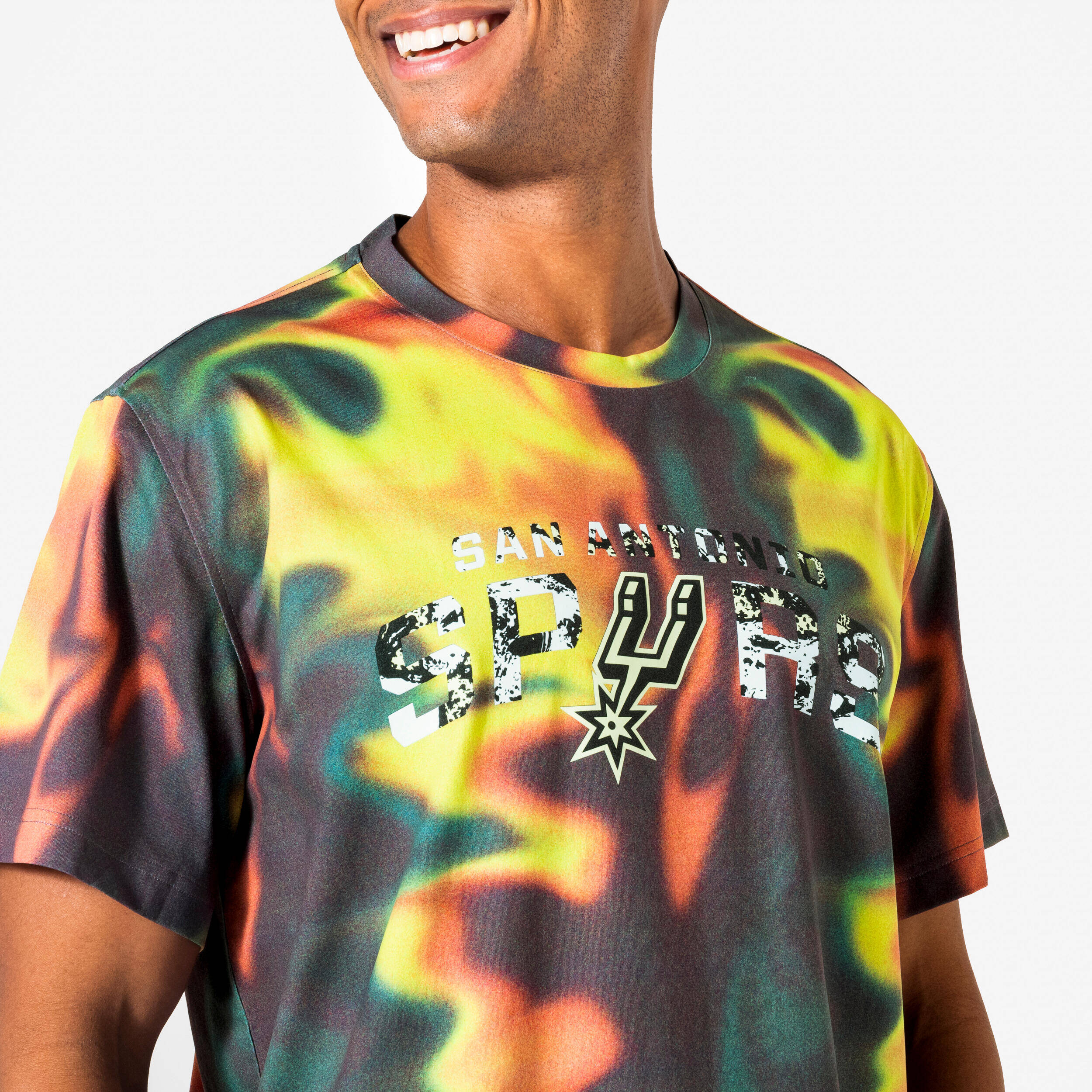 Men's/Women's Basketball T-Shirt 500 - NBA Spurs/Camo/Yellow -  2