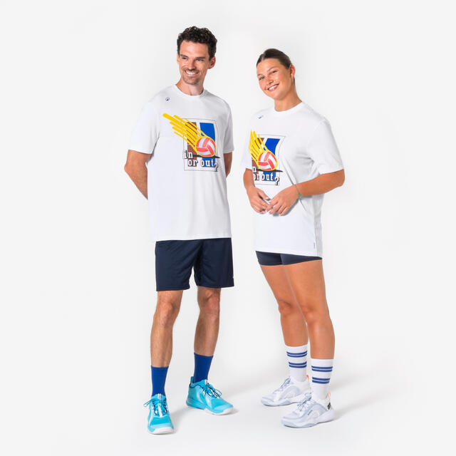 T-shirt de volley homme femme, VB training blanc
