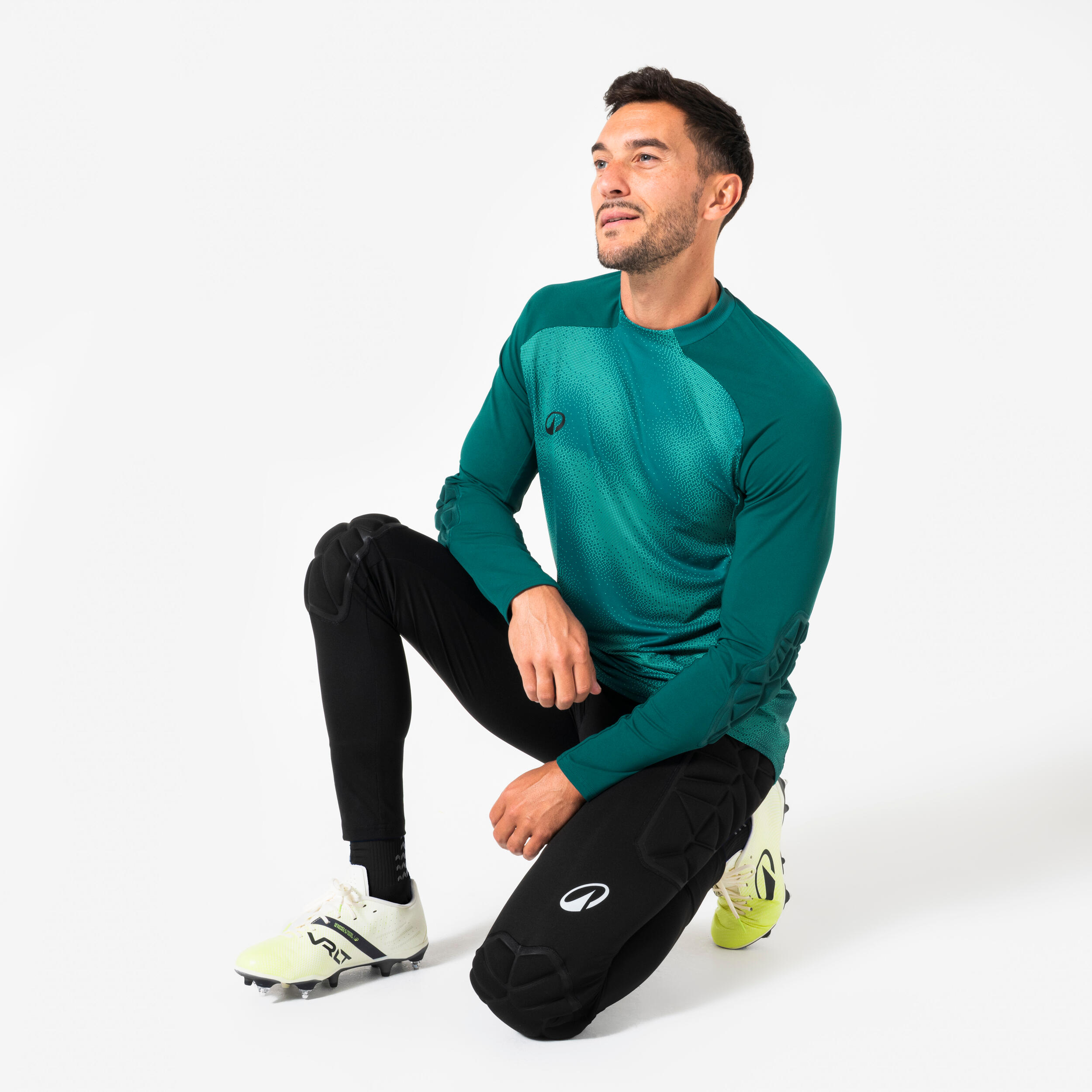 Rehab 3/4 keepersbroek, zwart, professionele bescherming met zachte bekleding voor volwassenen (maat S - XXL) – ideale onderbroek voor voetbaltraining en wedstrijden, zwart, groen, S