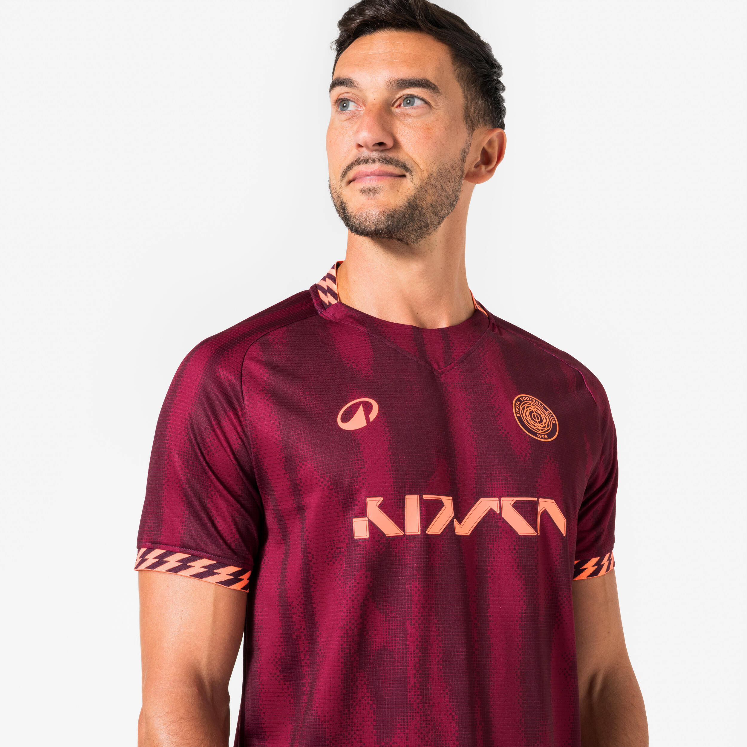 Adult Short-Sleeved Football Shirt Viralto II - Cherry/Peach -  3