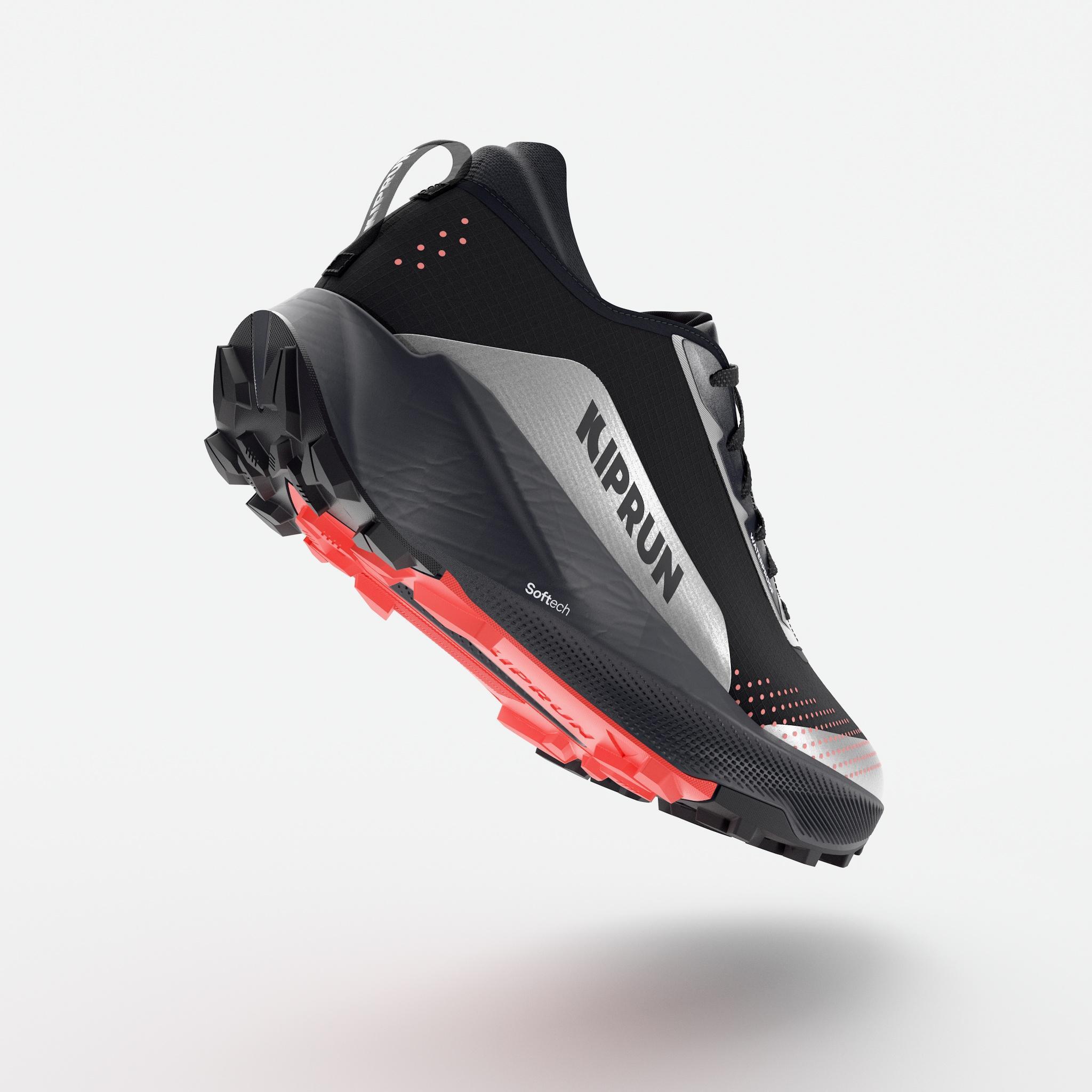 Chaussures de trail running imperméables femme, Kiprun Kipsummit WP noir & rose