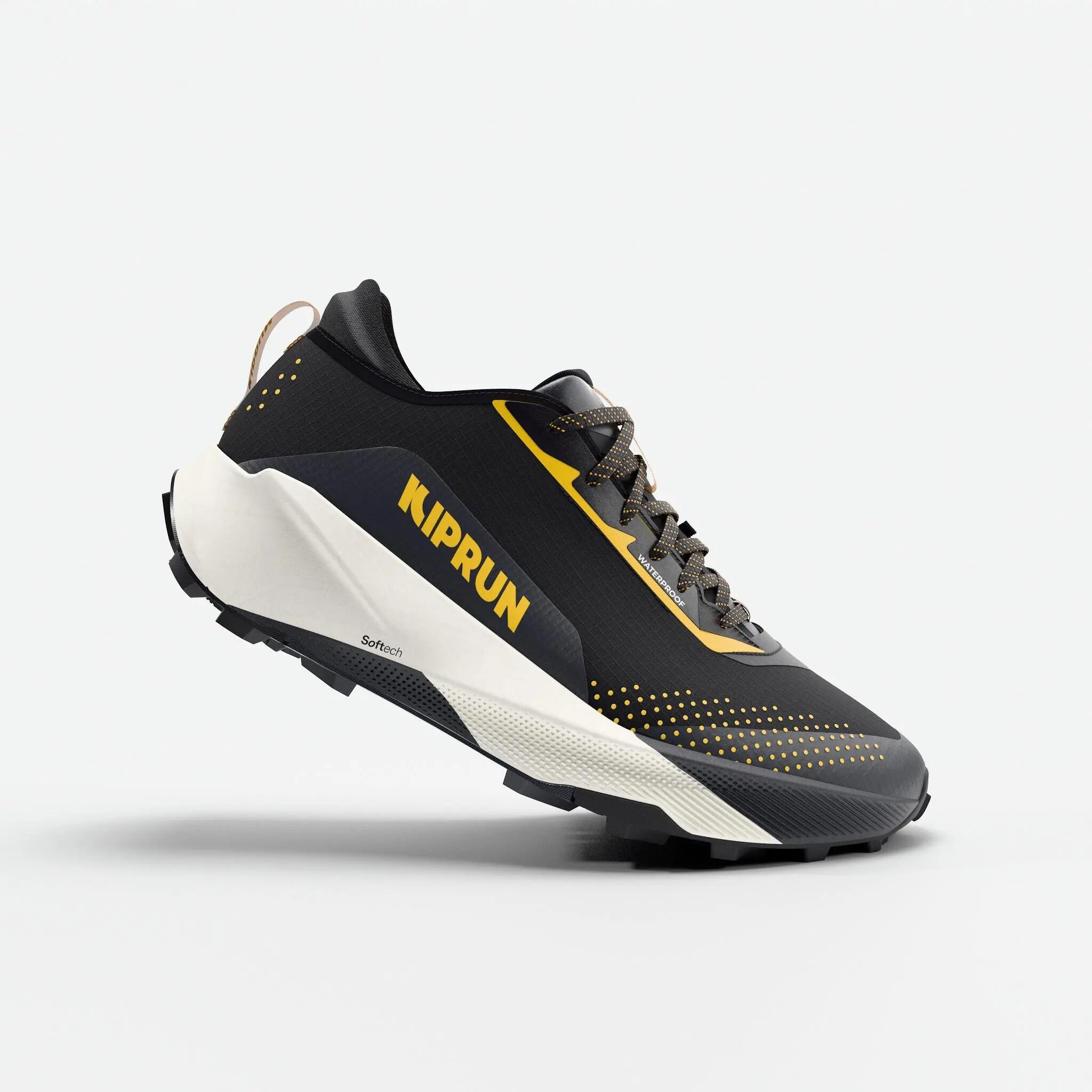 Chaussures de trail running imperméables homme, Kiprun Kipsummit noir et orange 4/9