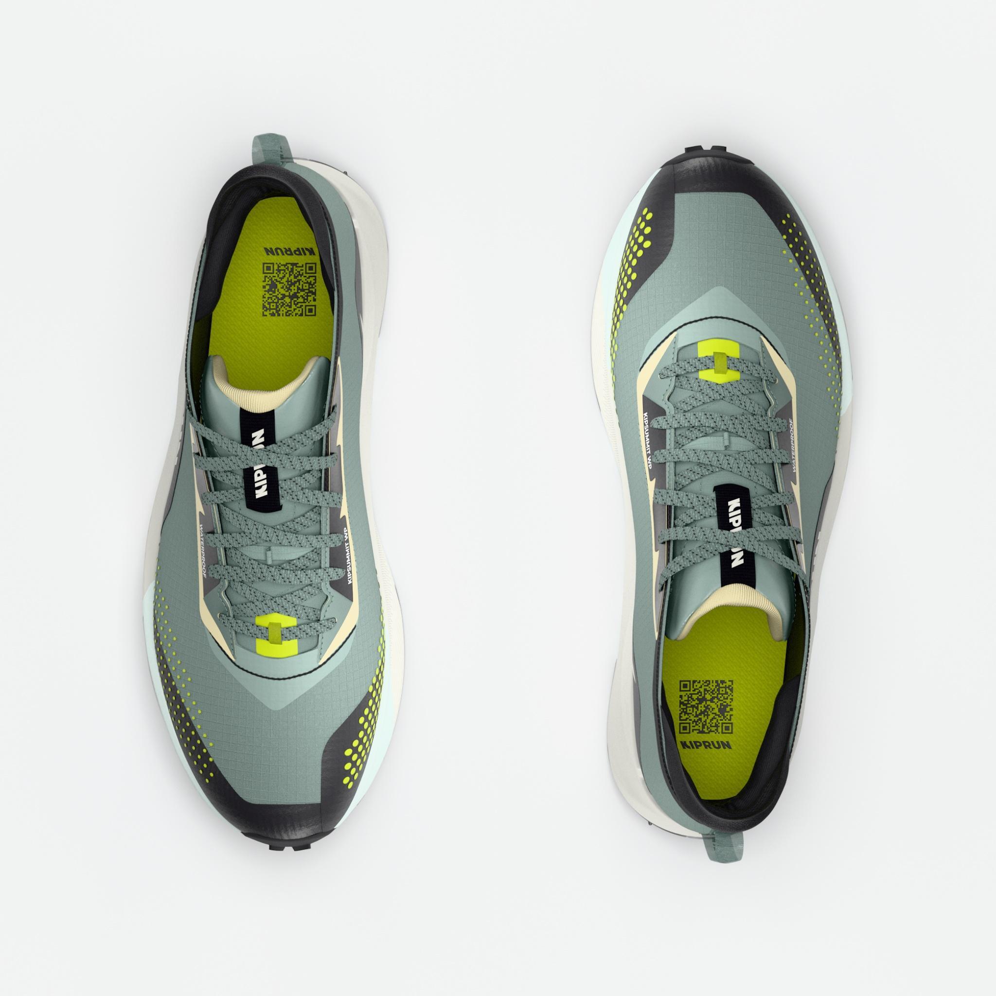 Chaussures de trail running imperméables femme, Kiprun Kipsummit WP vert et noir 7/7