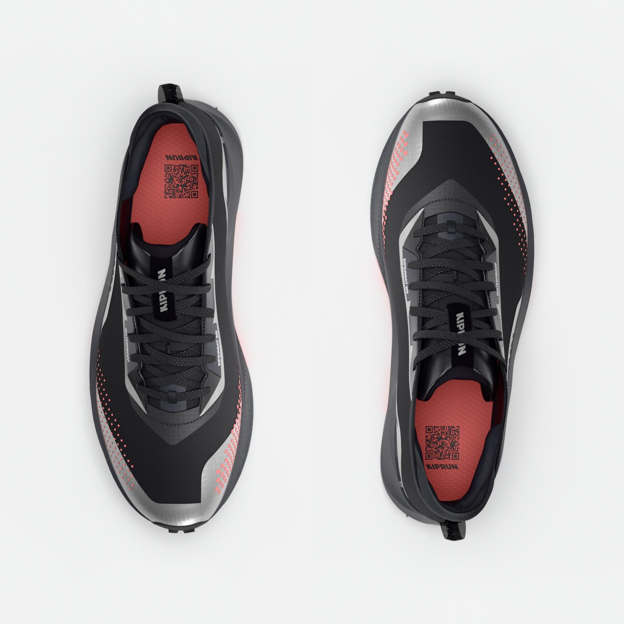 Chaussures de trail running imperméables femme, Kiprun Kipsummit WP noir & rose