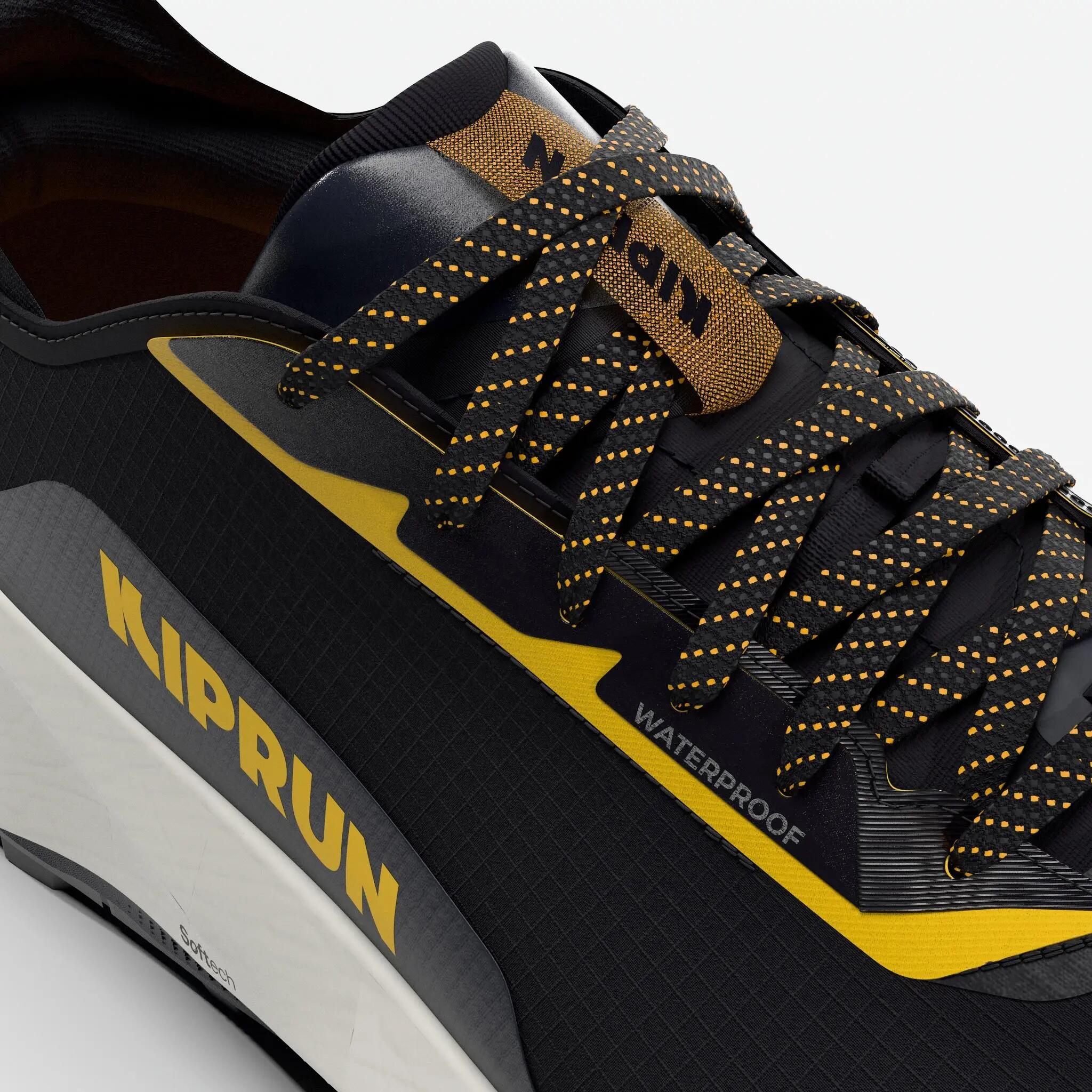 Chaussures de trail running imperméables homme, Kiprun Kipsummit noir et orange 8/9