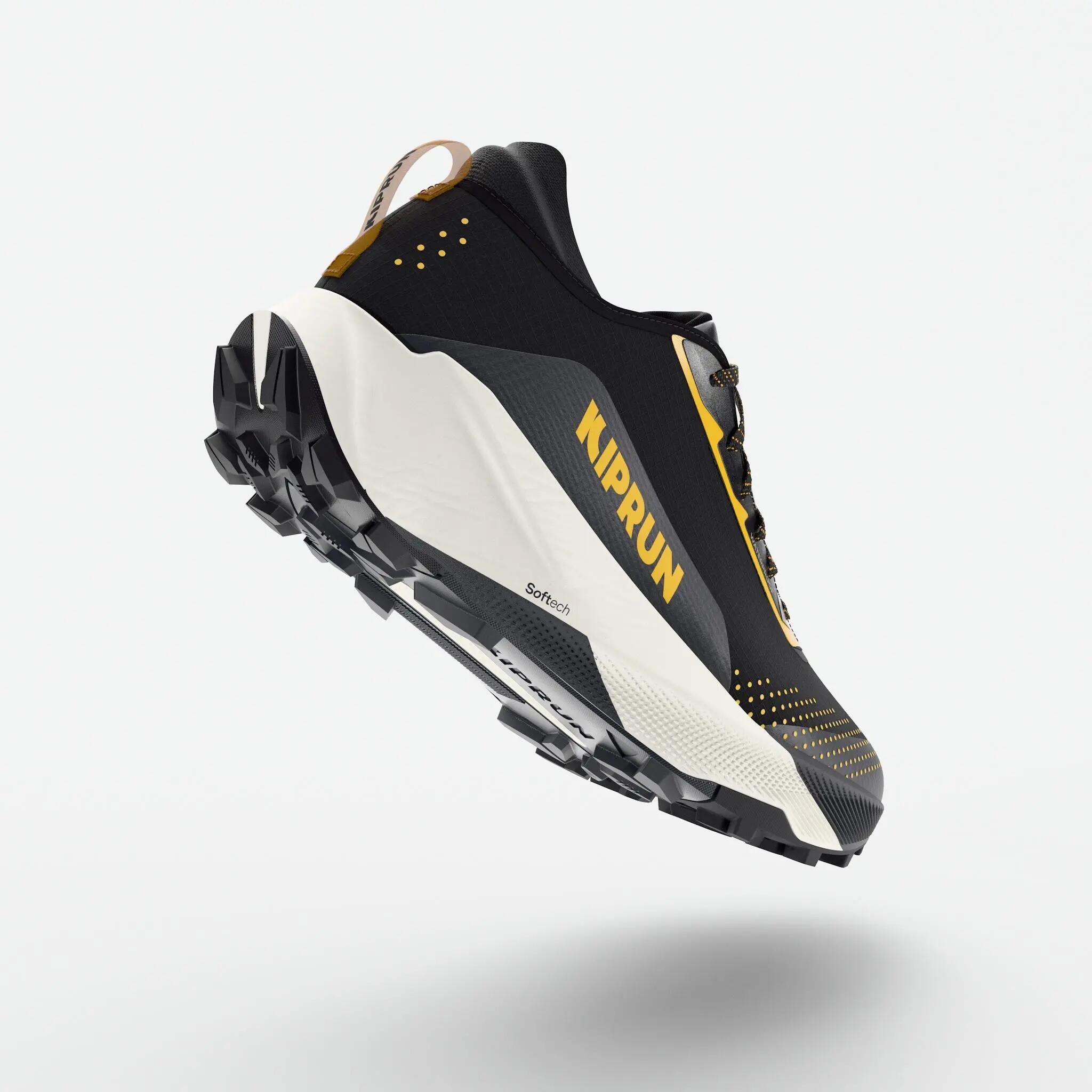 Chaussures de trail running imperméables homme, Kiprun Kipsummit noir et orange 3/9