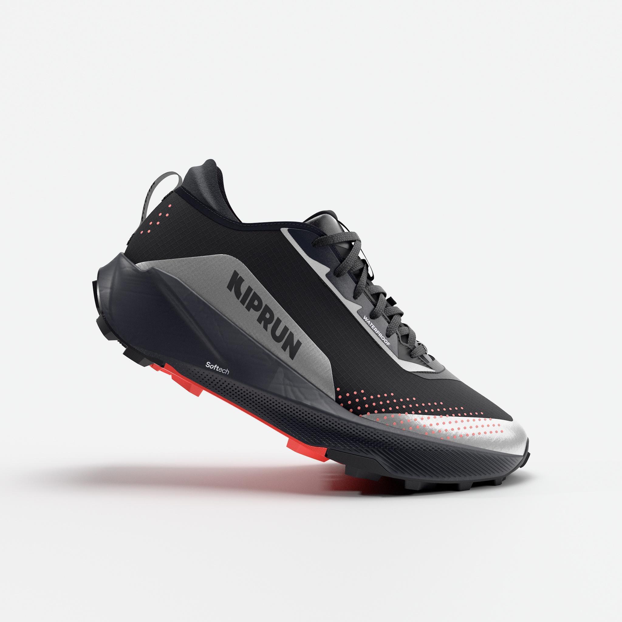 Chaussures de trail running imperméables femme, Kiprun Kipsummit WP noir & rose