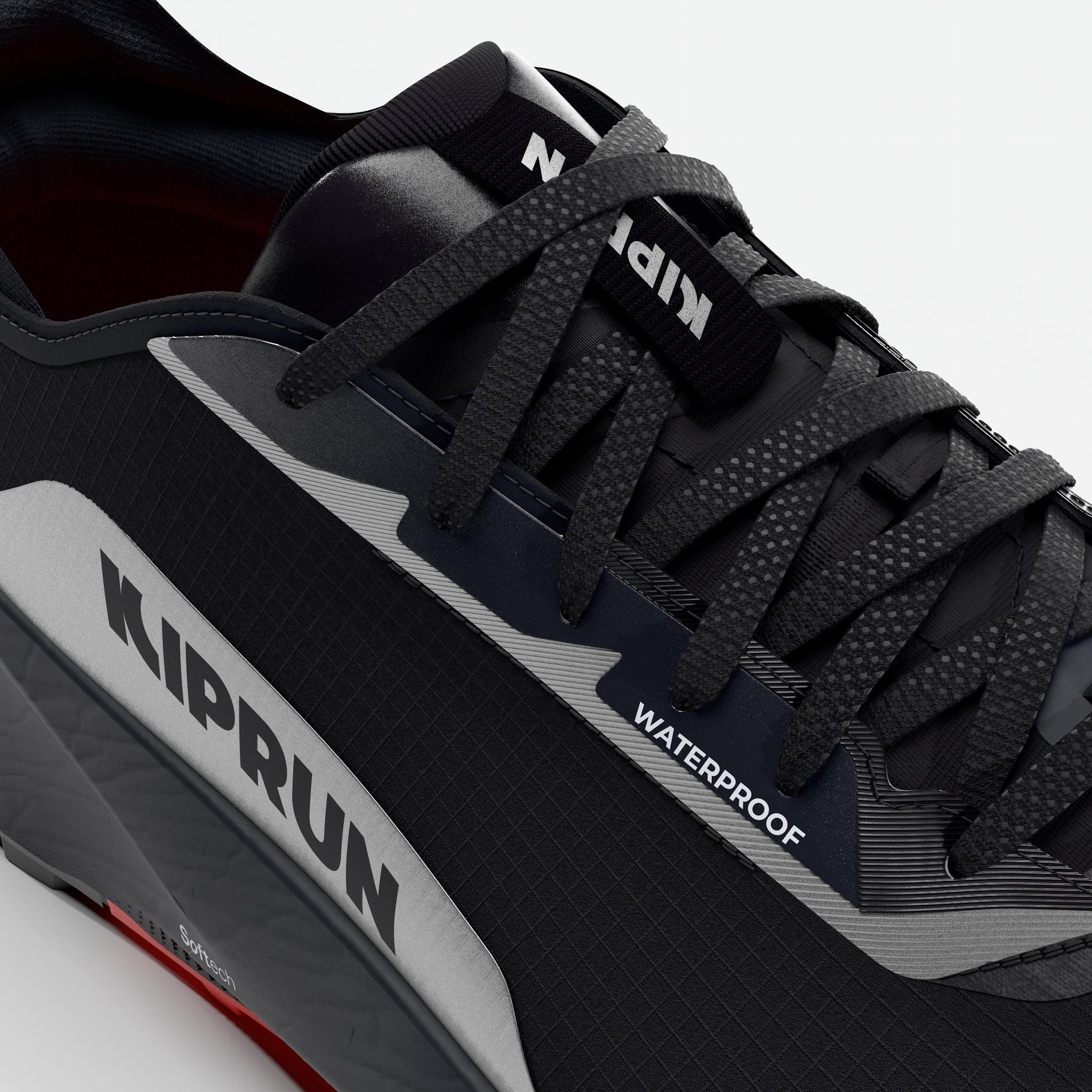 Chaussures de trail running imperméables femme, Kiprun Kipsummit WP noir & rose