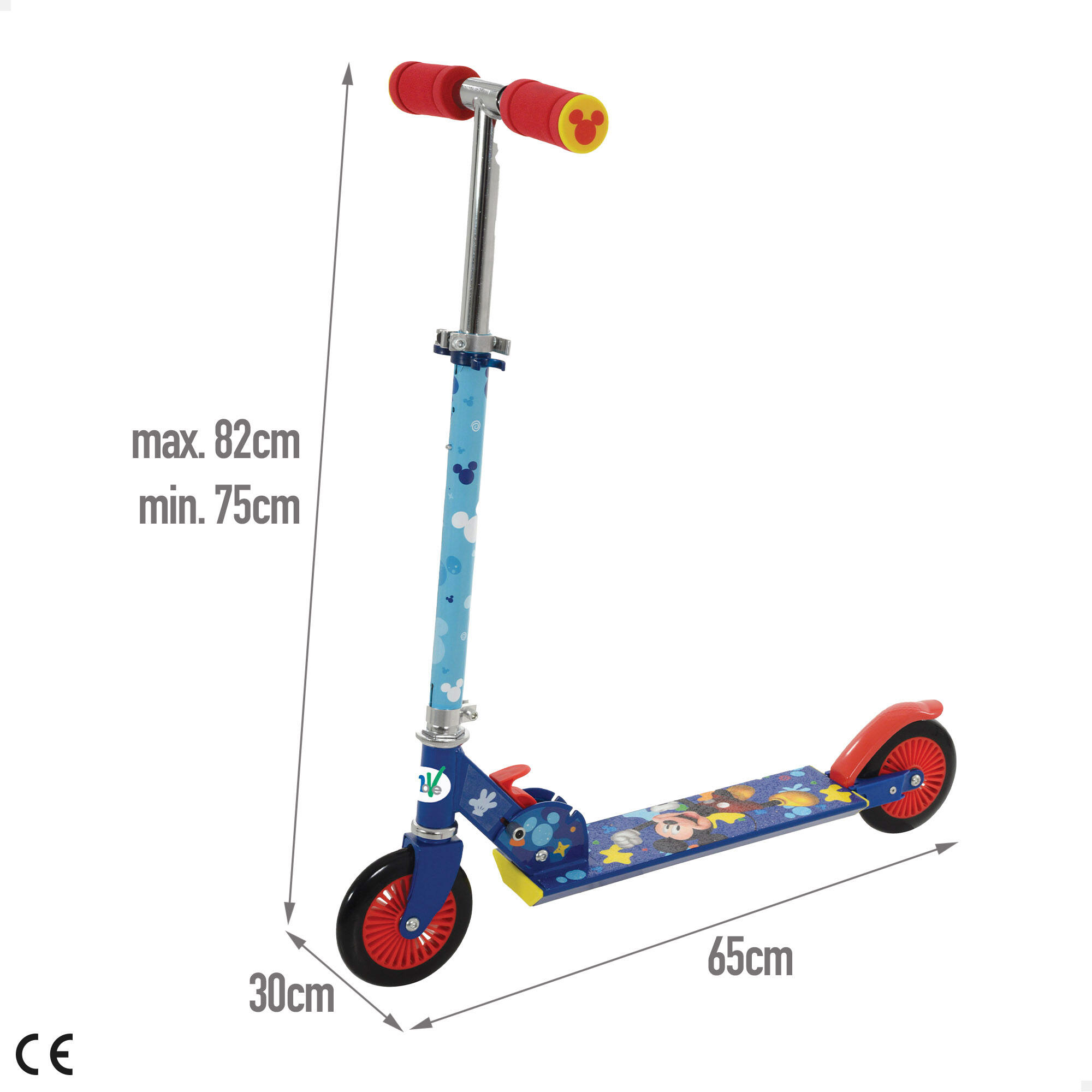 Patinete Mickey plegable 2 ruedas 65x30x75-82 cm máx. 50 kg con freno - CD 2/4