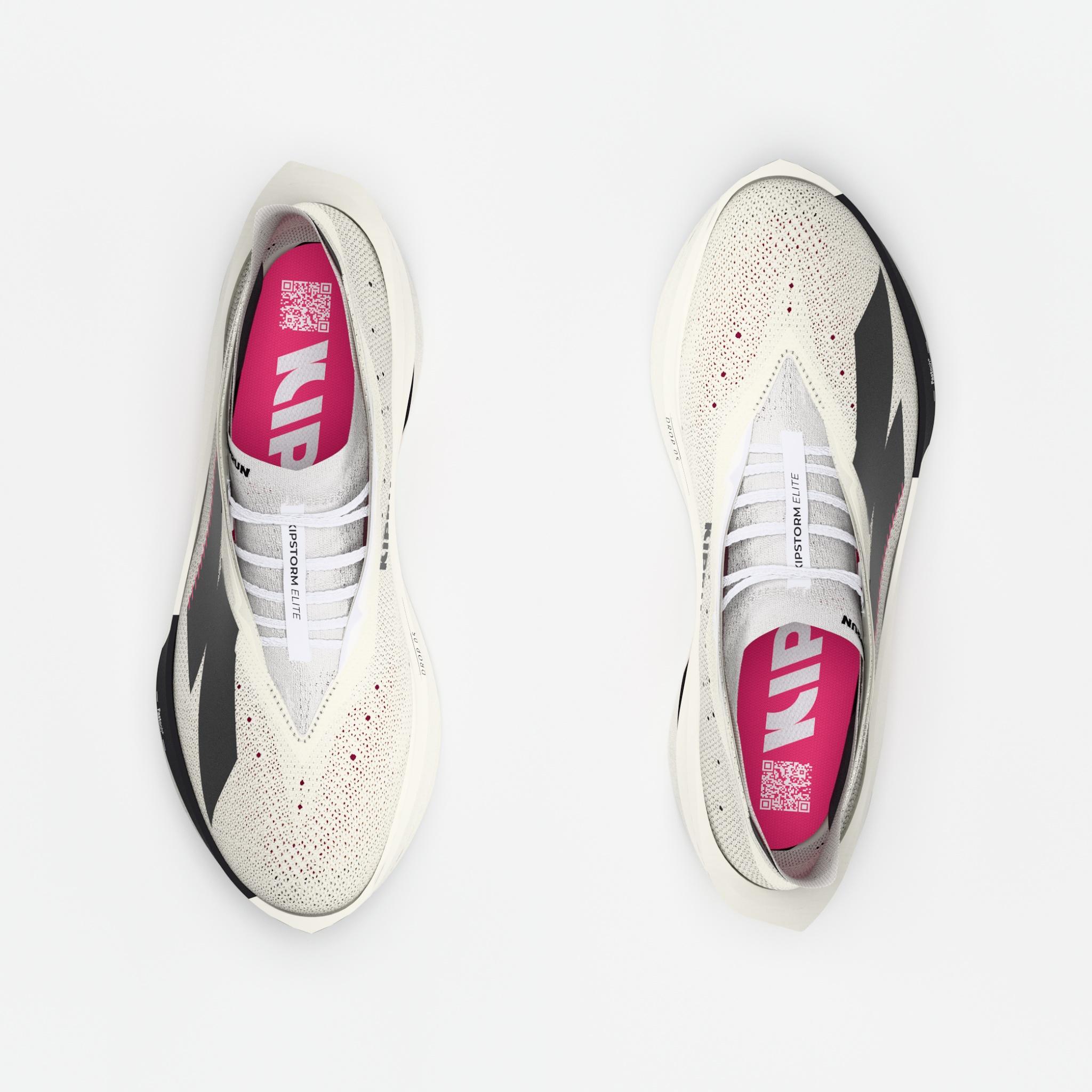 Chaussures de running à plaque carbone femme, Kiprun Kipstorm Elite blanc rose