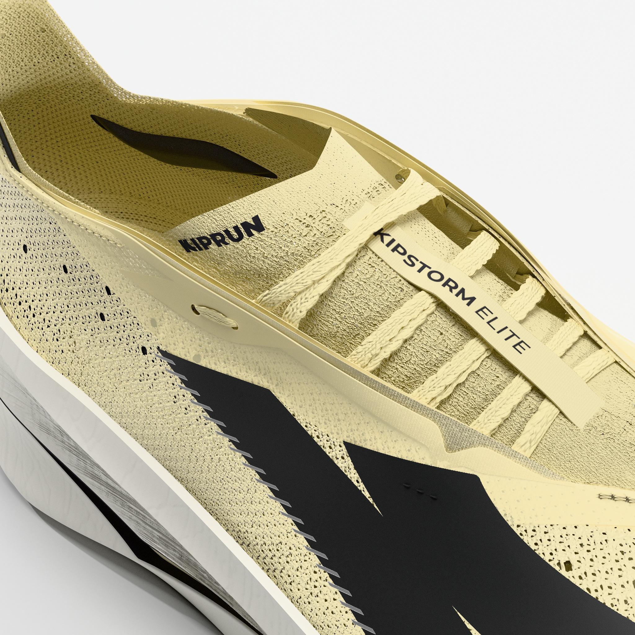 Chaussures de running à plaque carbone femme, Kiprun Kipstorm Elite jaune clair