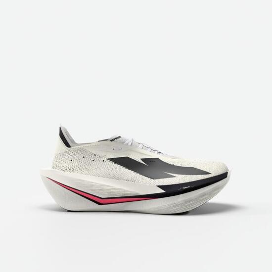 Zapatillas running con placa carbono hombre, Kiprun Kipstorm Elite blanco rosa