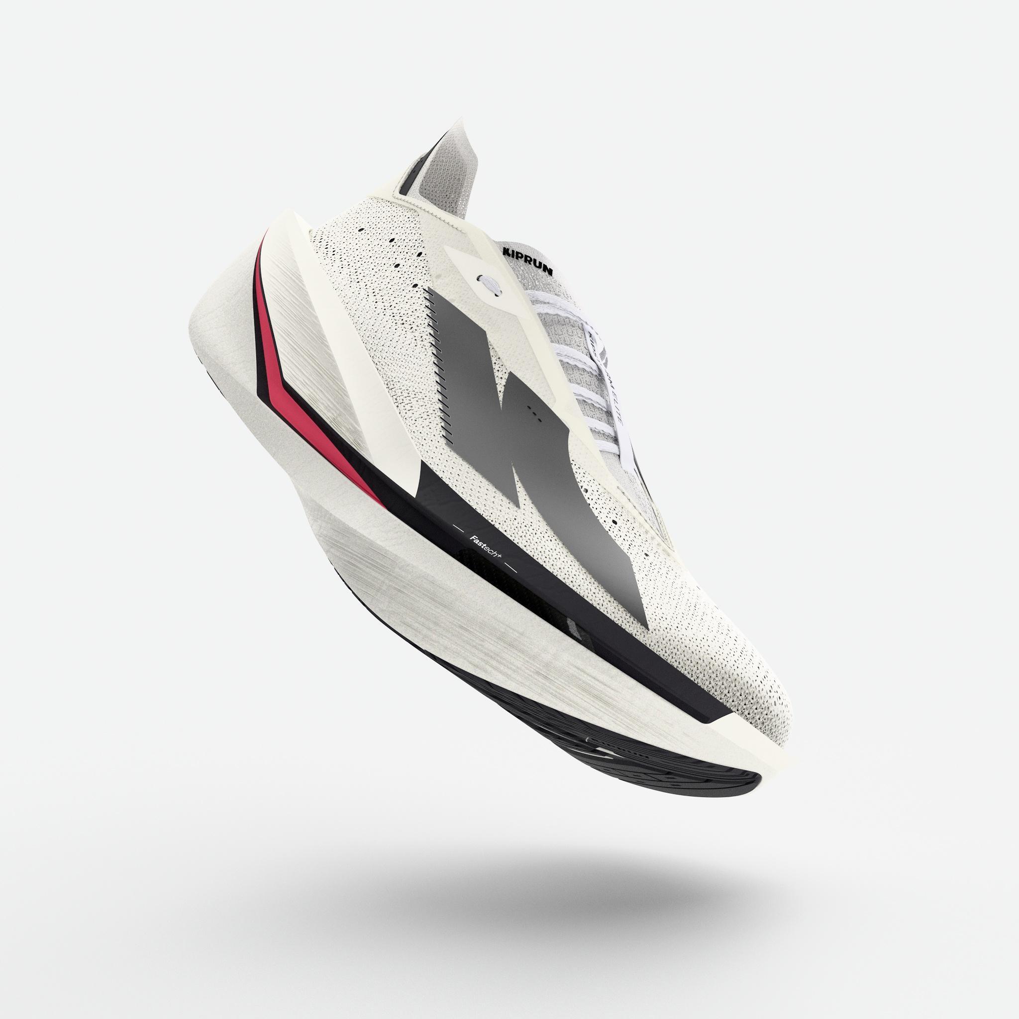 Chaussures de running à plaque carbone homme, Kiprun Kipstorm Elite blanc rose