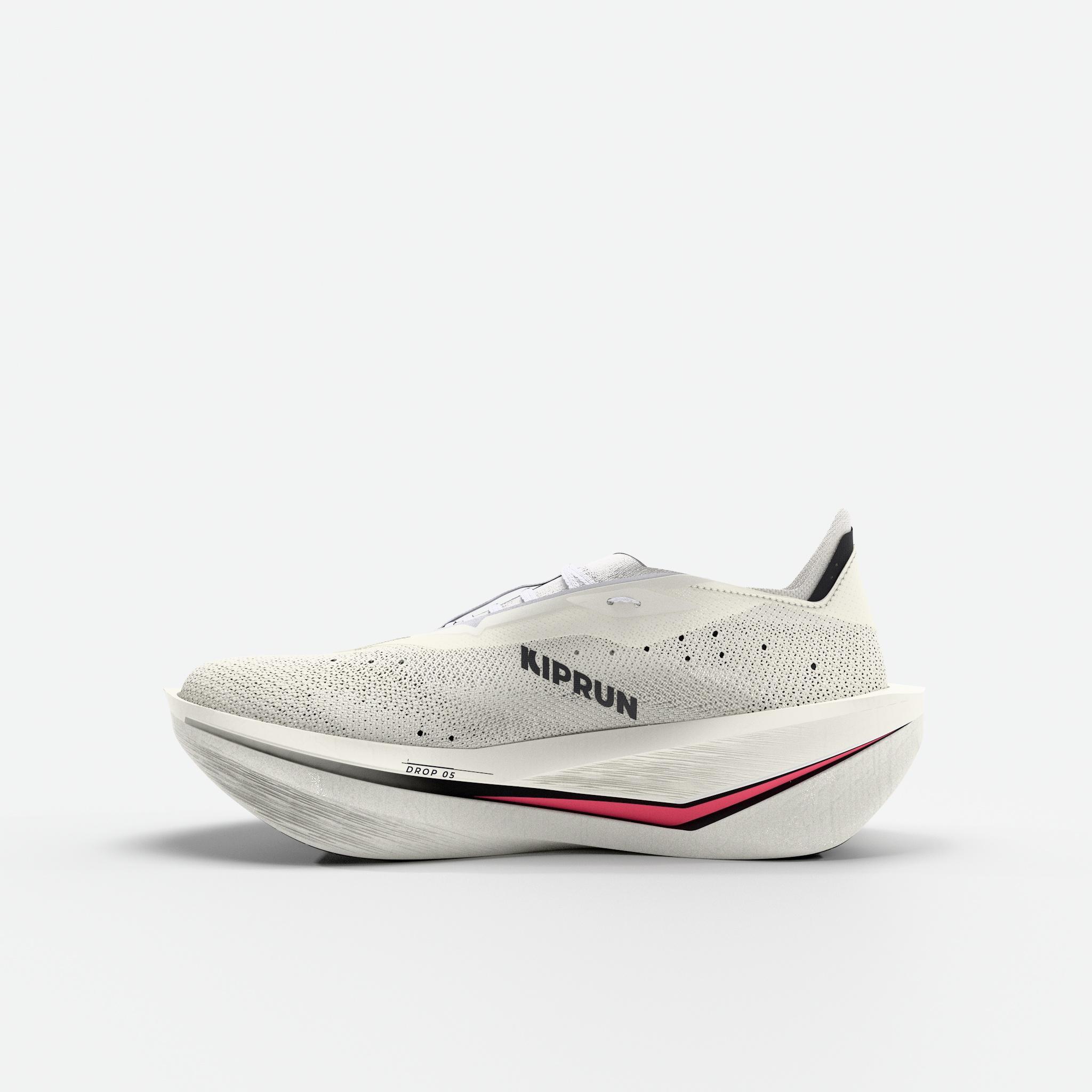Chaussures de running à plaque carbone homme, Kiprun Kipstorm Elite blanc rose