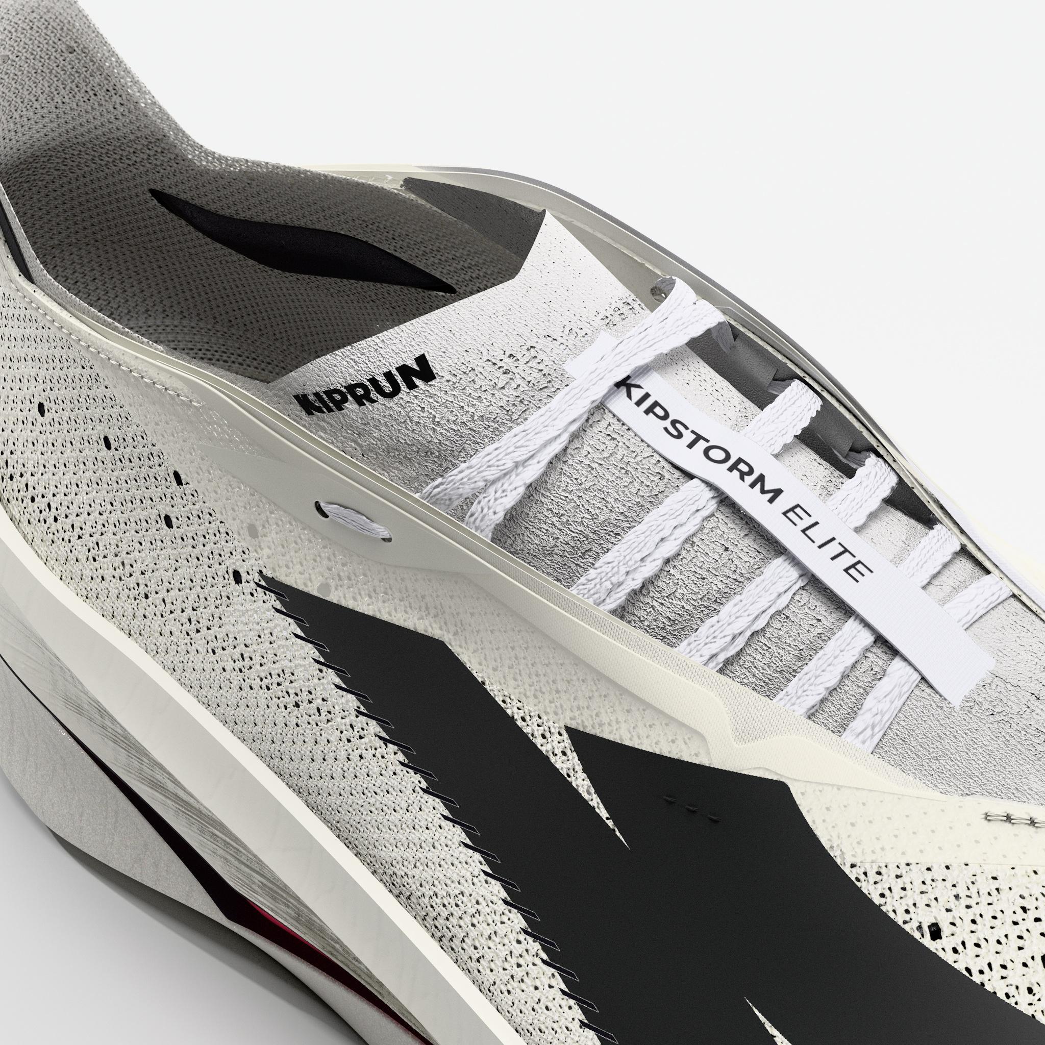Chaussures de running à plaque carbone homme, Kiprun Kipstorm Elite blanc rose