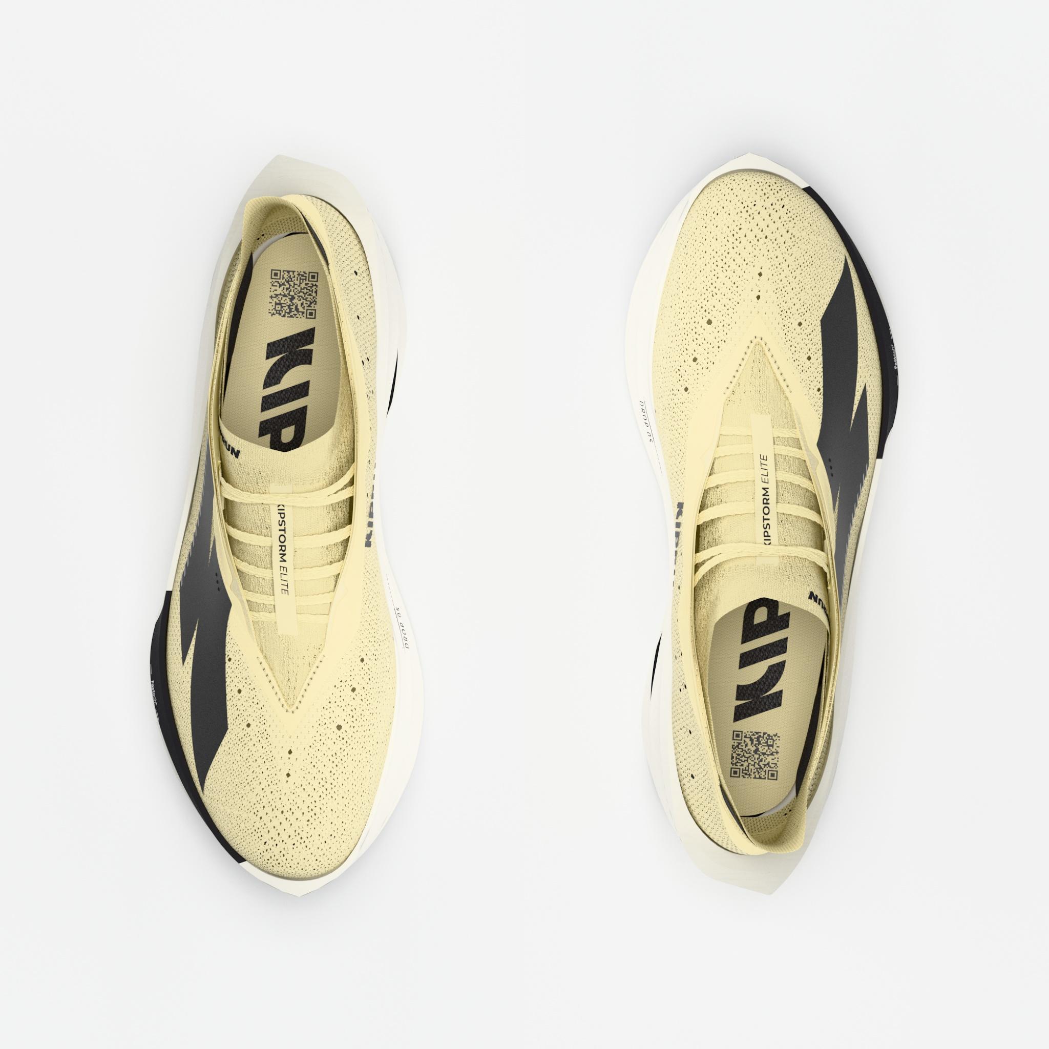 Chaussures de running à plaque carbone femme, Kiprun Kipstorm Elite jaune clair