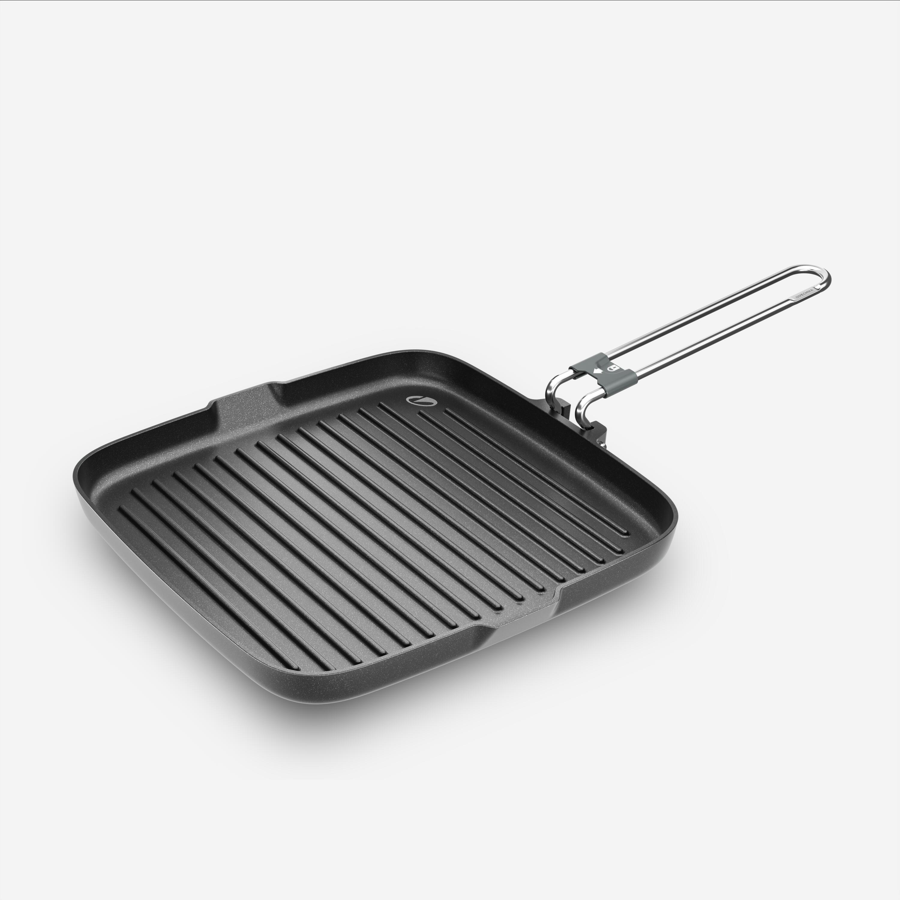 Non-stick camping grill pan 900 with foldable handle, 25 cm x 25 cm