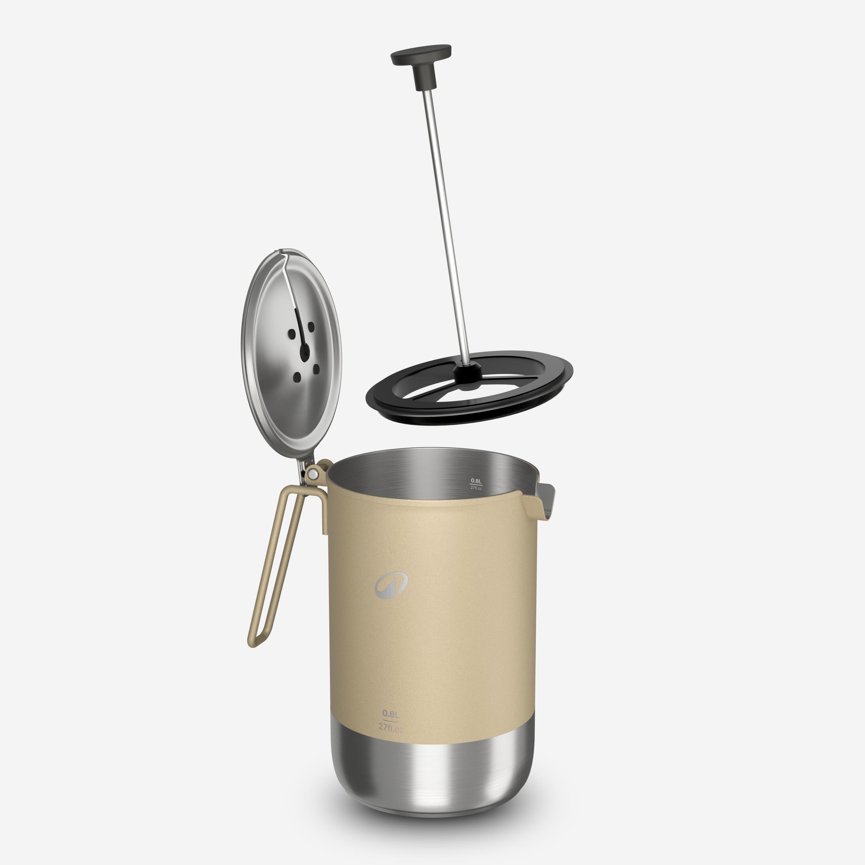 3-in-1 Stainless Steel Portable Camping Coffee Maker, 0.6 L–0.8 L - QUECHUA