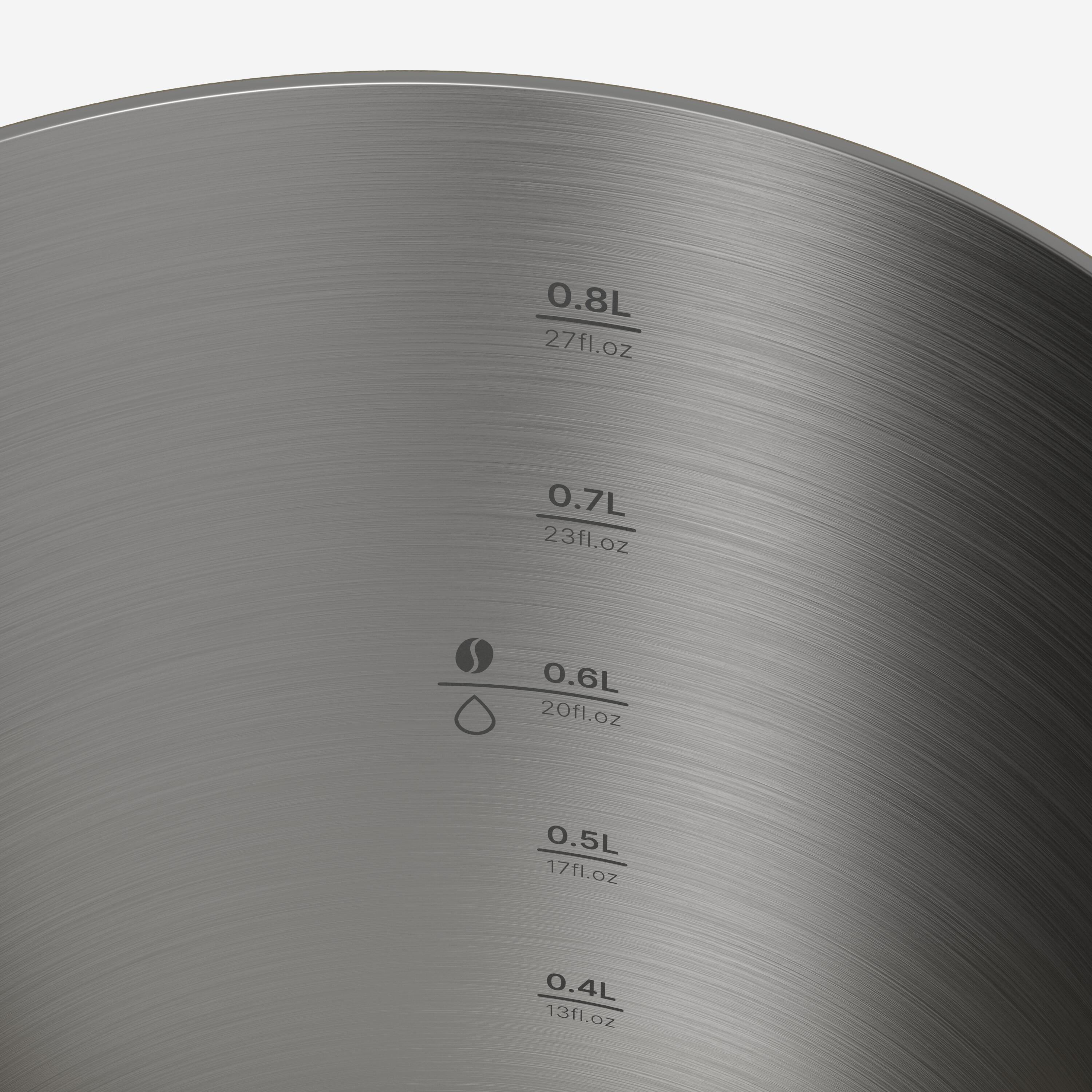 3-in-1 Stainless Steel Portable Camping Coffee Maker, 0.6 L–0.8 L - QUECHUA