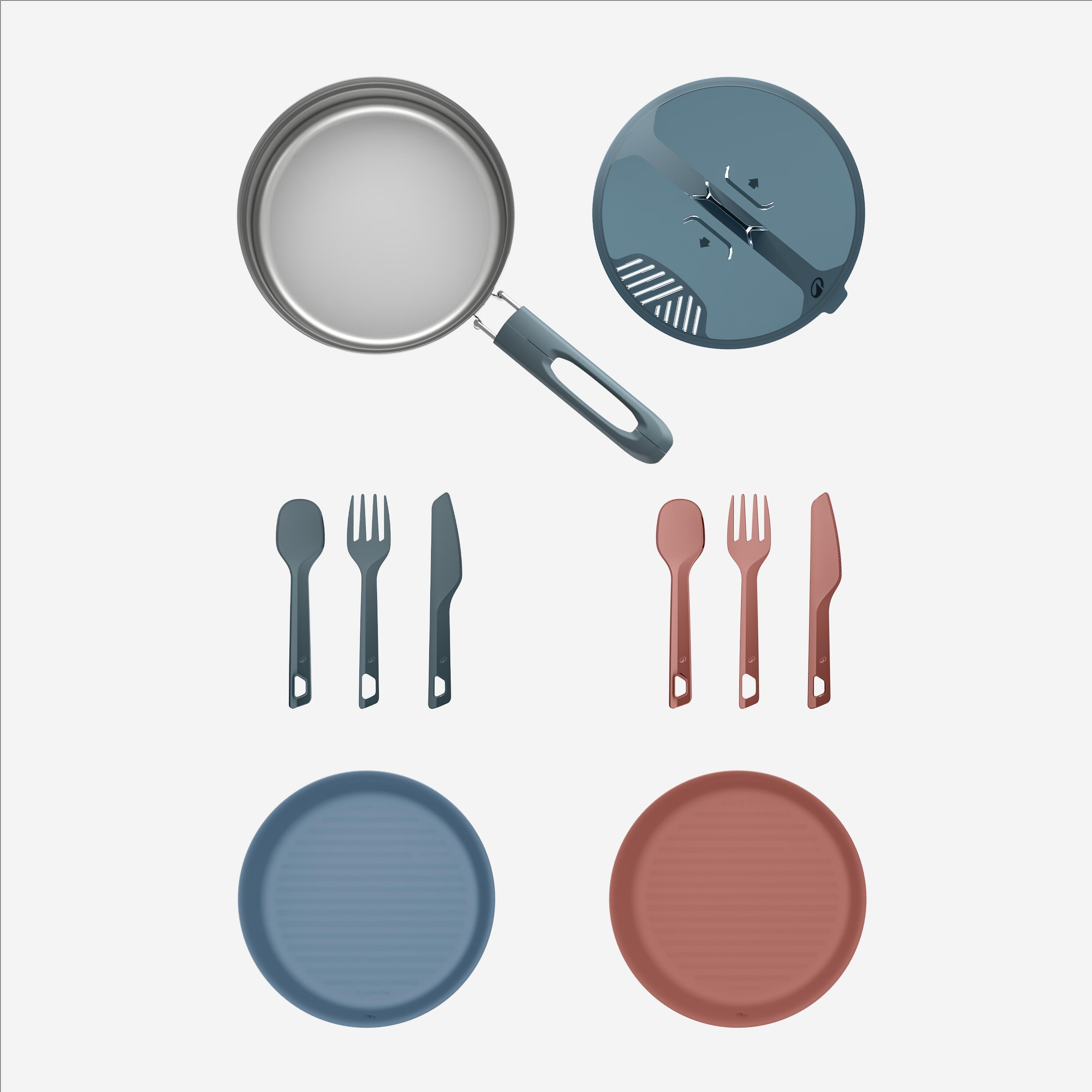 Ensemble de cuisine de camping en inox 2 personnes, 10 pièces 2/6