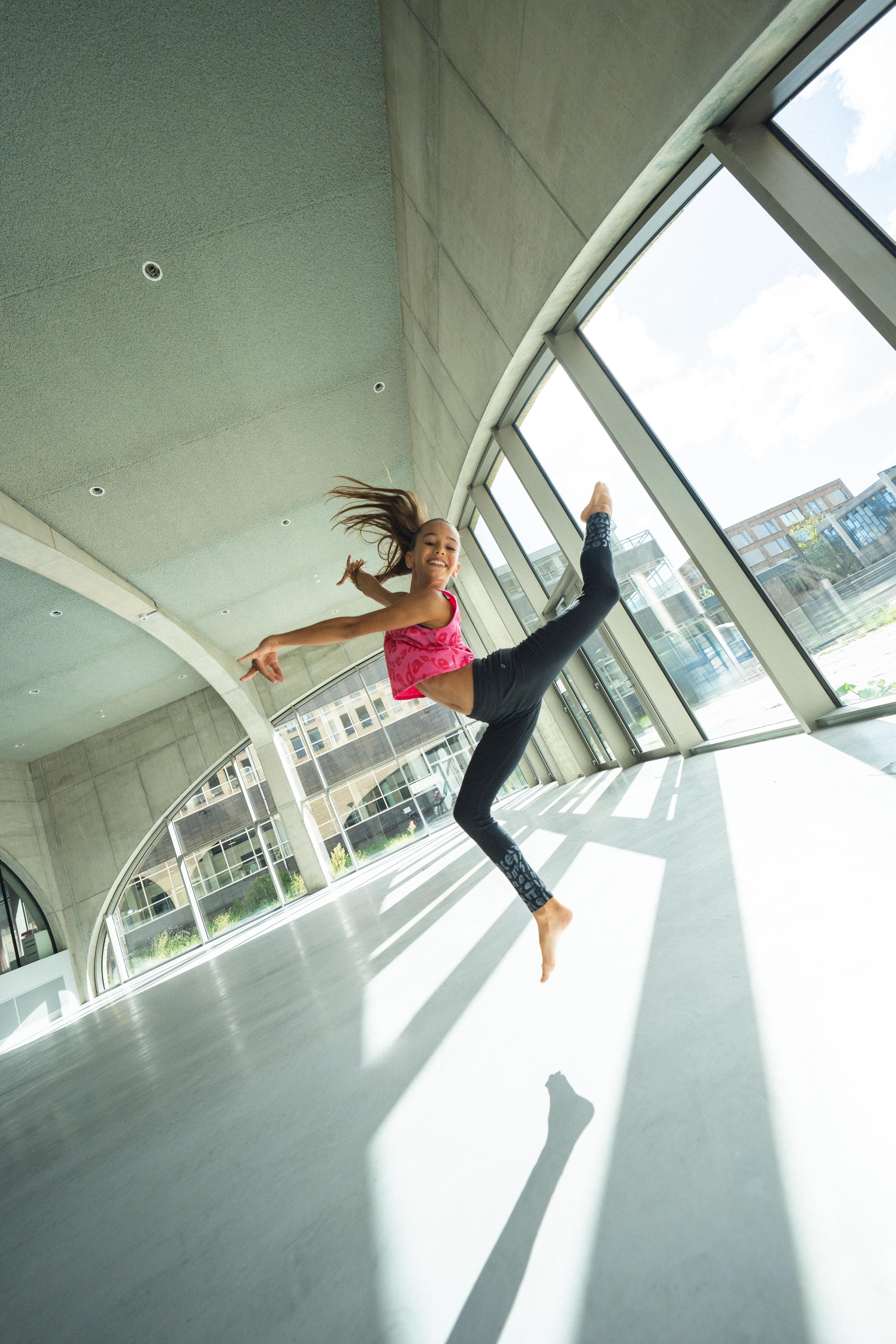 Débardeur danse modern'jazz crop et fluide fille, rose 8/11