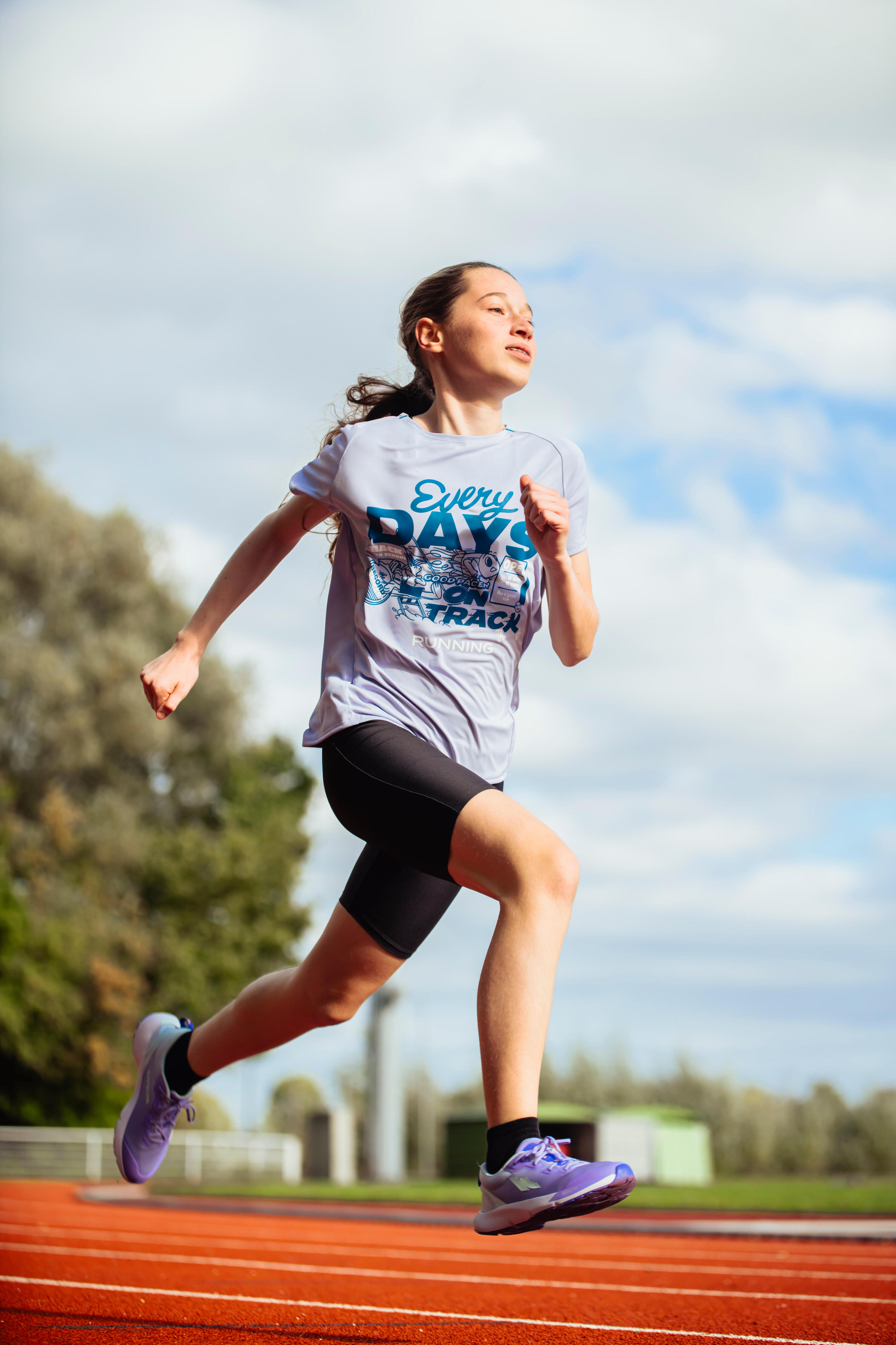 Maglia running bambina DRY+ 500 lilla 9/11