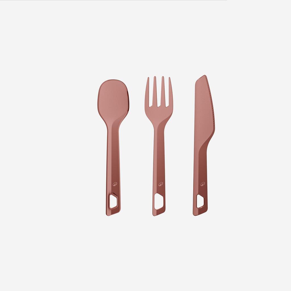 Zelena 3 plastična pribora (nož, viljuška, kašika) za kampovanje