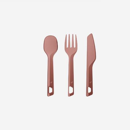 Набір з 3 пластикових столових приборів (ніж, виделка, ложка) зелений