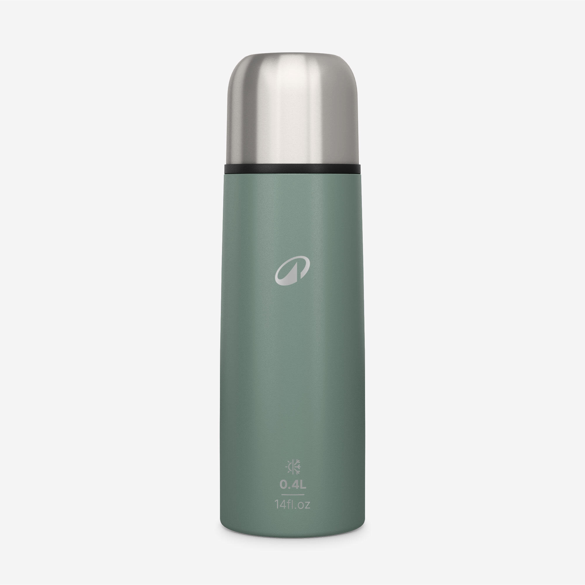 0.4 L stainless steel insulated flask with cup for hiking - Green