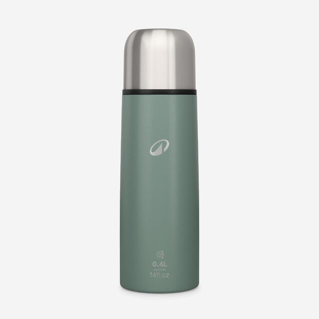 Isolierflasche 0,4 l mit Trinkbecher Edelstahl Wandern grün