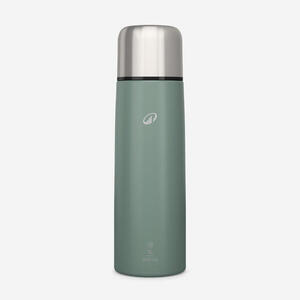 Botella isotérmica inox 1L con vaso para senderismo - verde ahumado