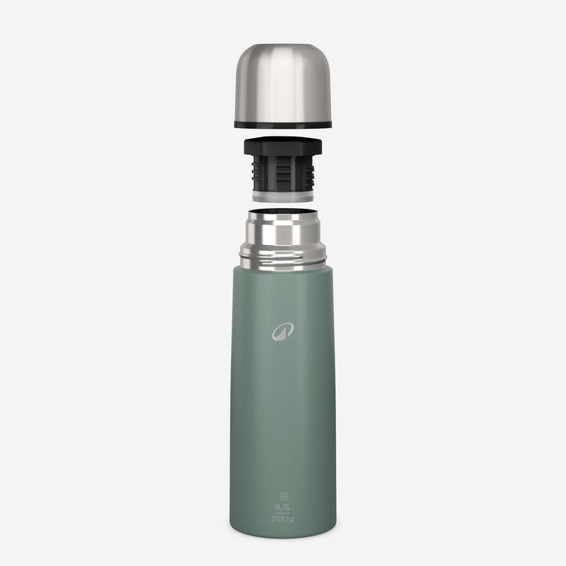 Termos inox 0,7L cu pahar pentru drumeție Verde