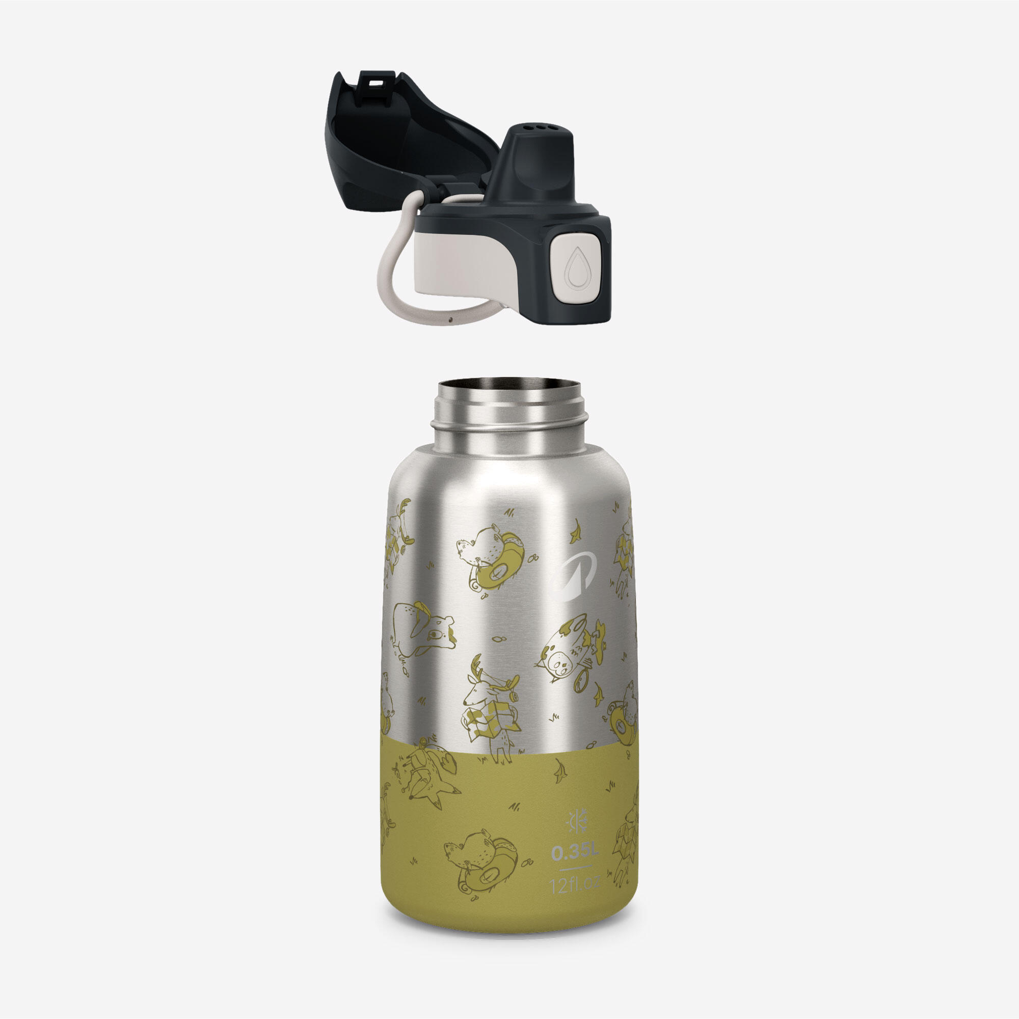 Gourde enfant isotherme 0,35L en acier inox avec bouchon instantané de randonnée 2/6