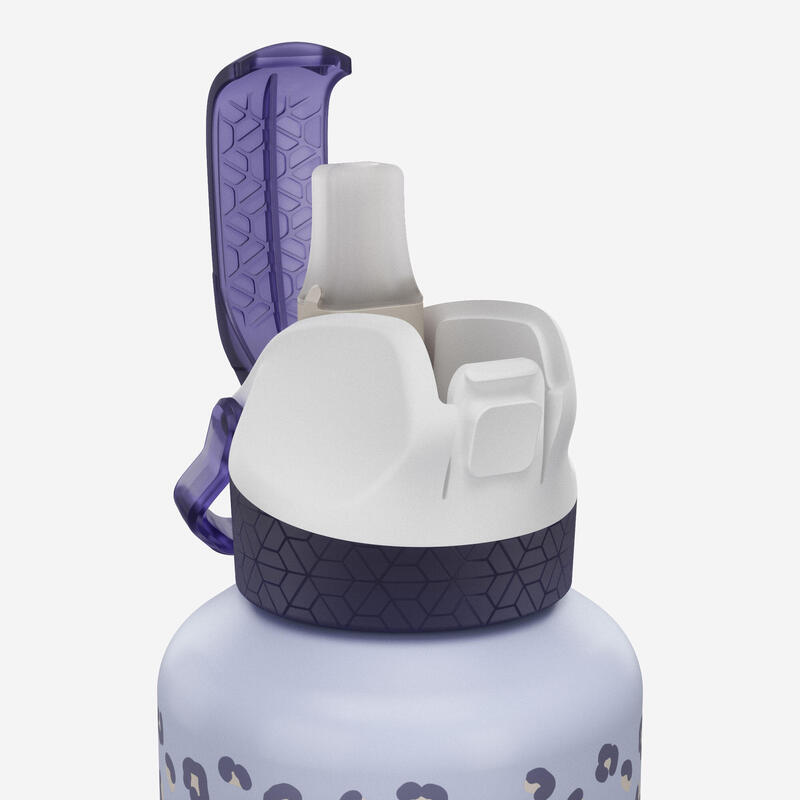 Bidon aluminiu 500, capac instantaneu, cu pipetă și pai Drumeție 0,6L Roz Copii