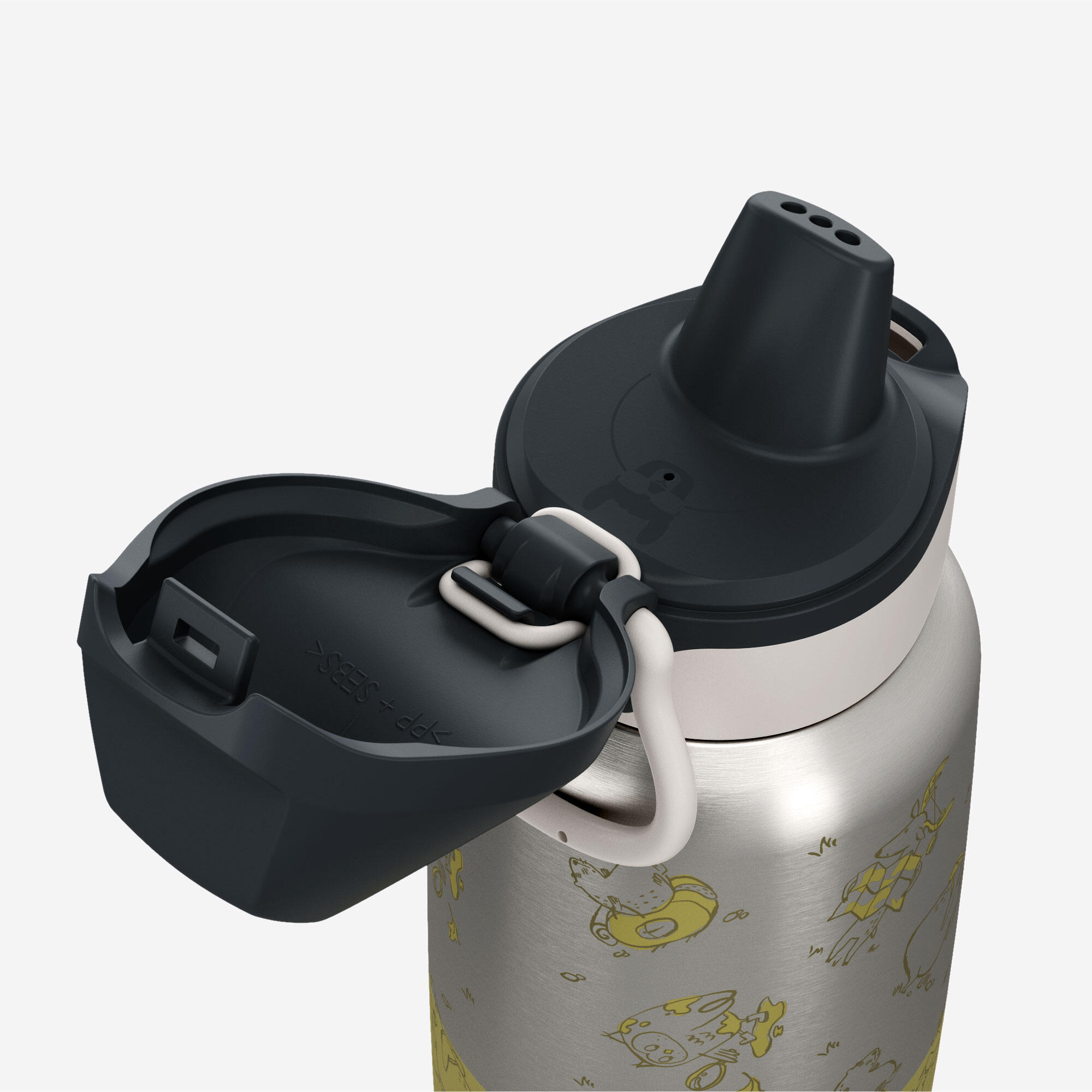 Gourde enfant isotherme 0,35L en acier inox avec bouchon instantané de randonnée 4/6