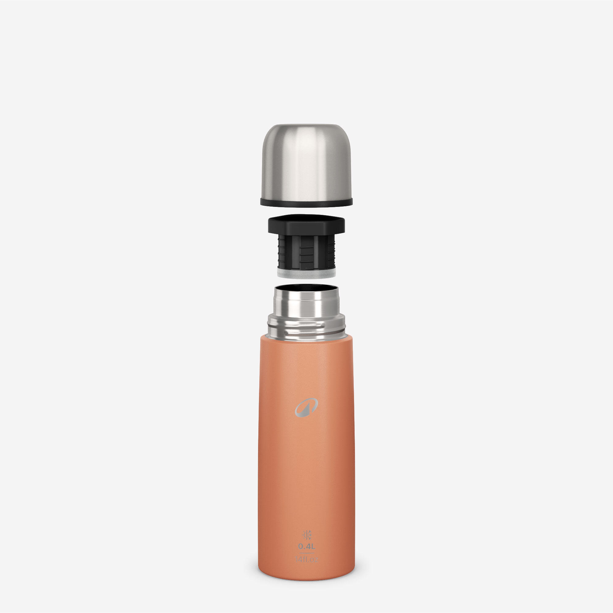 0,4l Edelstahl-Thermosflasche mit Becher für Wanderungen - orange 4/8