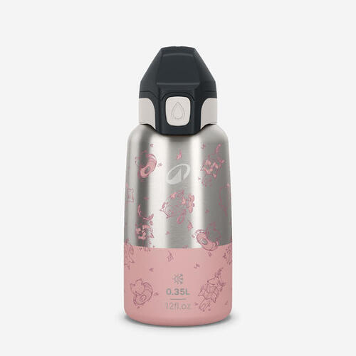 Gourde enfant isotherme 0,35L en acier inox avec bouchon instantané de randonnée
