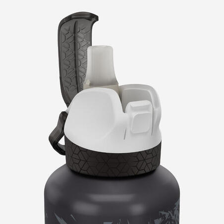 Фляга алюмінієва 500 для туризму для дітей з соломинкою 0,6 л чорна