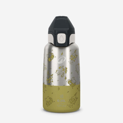 Gourde enfant isotherme 0,35L en acier inox avec bouchon instantané de randonnée