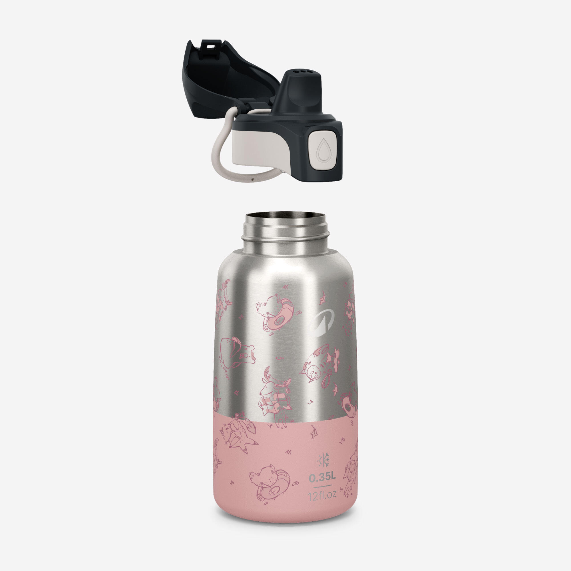 Gourde enfant isotherme 0,35L en acier inox avec bouchon instantané de randonnée 2/6