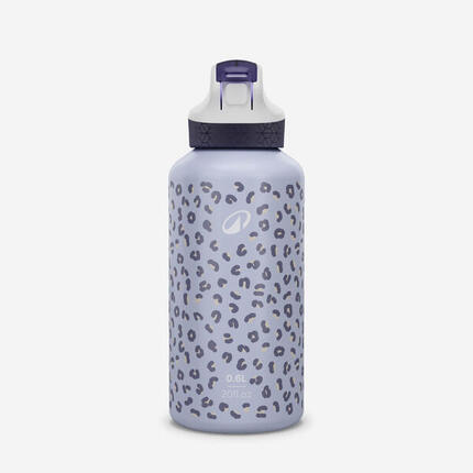 Gourde 500 enfant 0,6L en alu, bouchon instantané, pipette et paille, randonnée