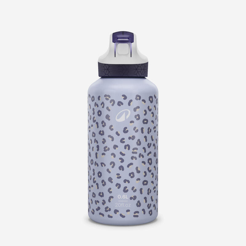 Bidon aluminiu 500, capac instantaneu, cu pipetă și pai Drumeție 0,6L Roz Copii