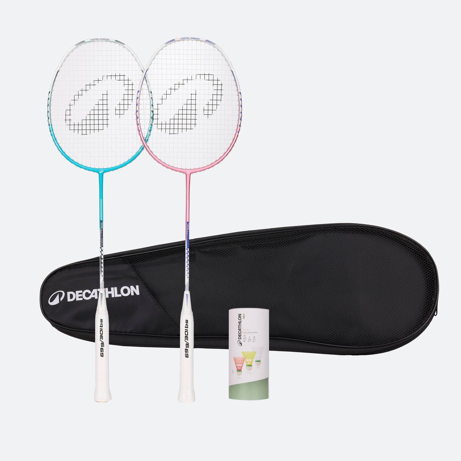 Badminton Racket Only ADULT BADMINTON RACKET BR 590 SET LITE TURQUOISE PINK