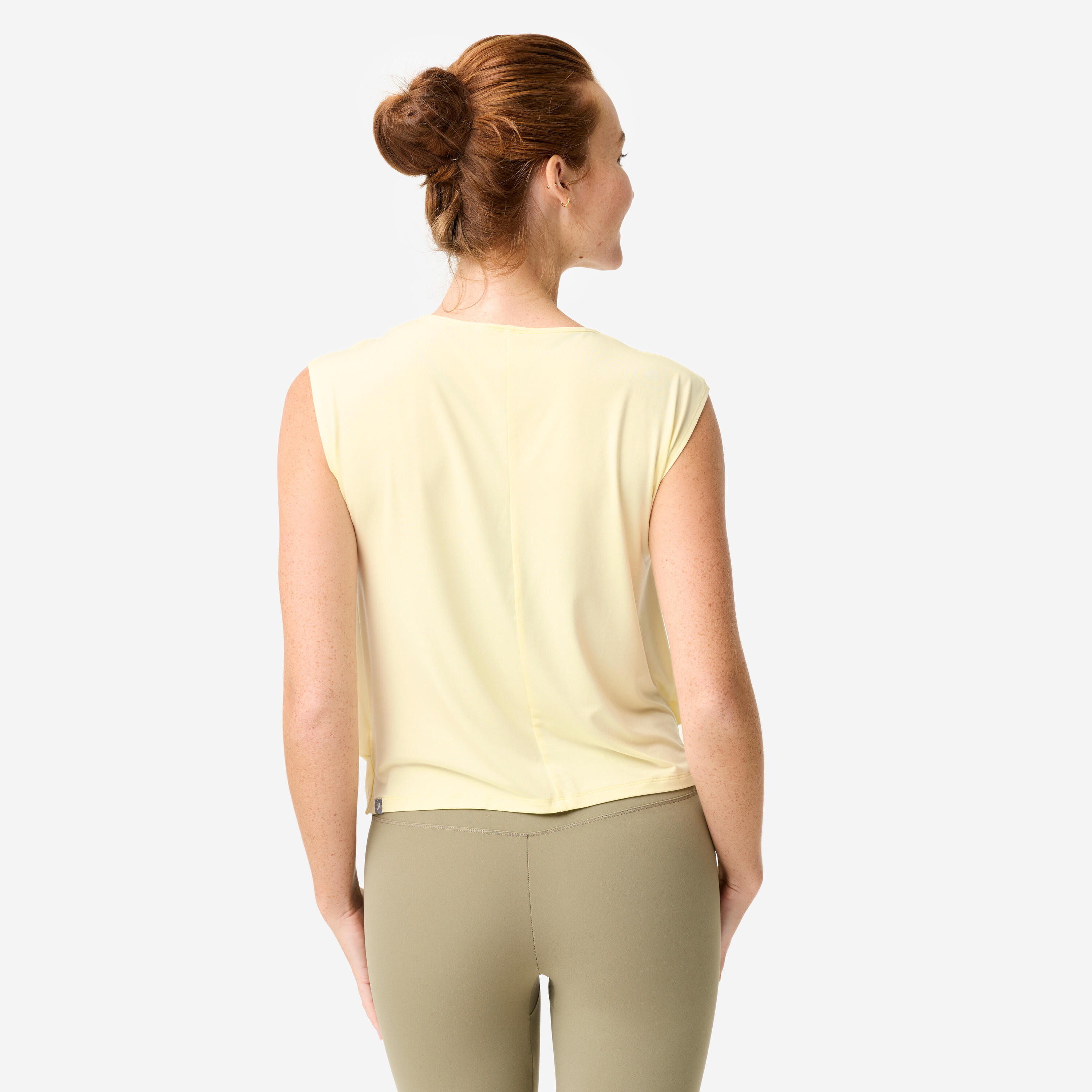 Camisole de yoga et de pilates fluide et aérée femme, jaune 4/8