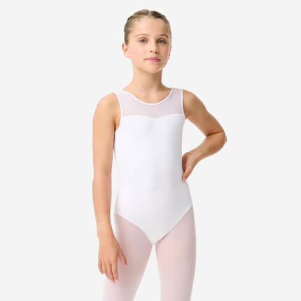 Justaucorps de danse classique en voile fille, blanc