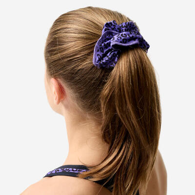 Scrunchie meisjes turnen paars/luipaardprint