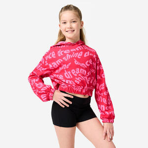 Sudadera Danza Moderna Niños Rosa Estampado Corte Crop Capucha